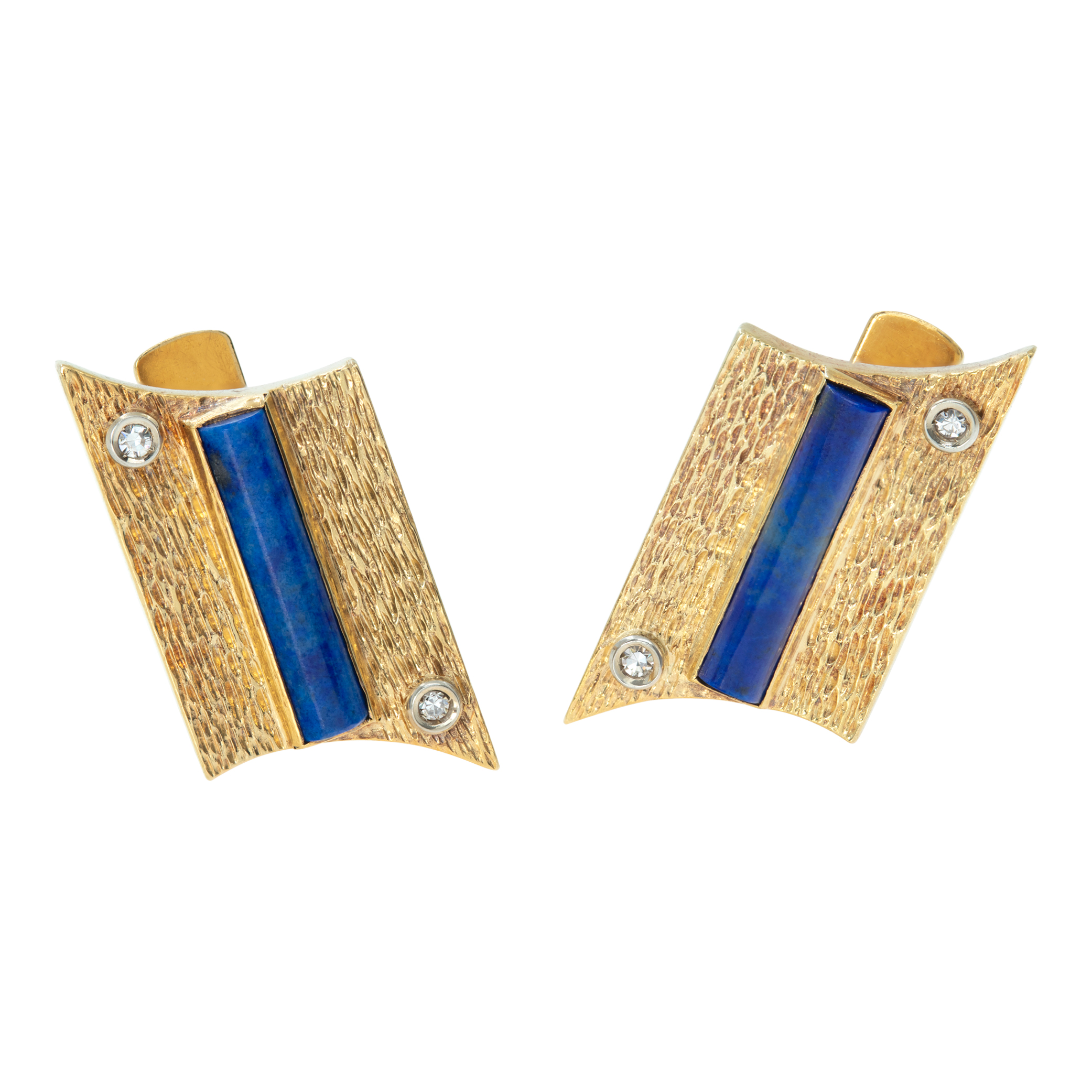 "Modernist" 18k cufflinks with diamonds and lapis lazuli