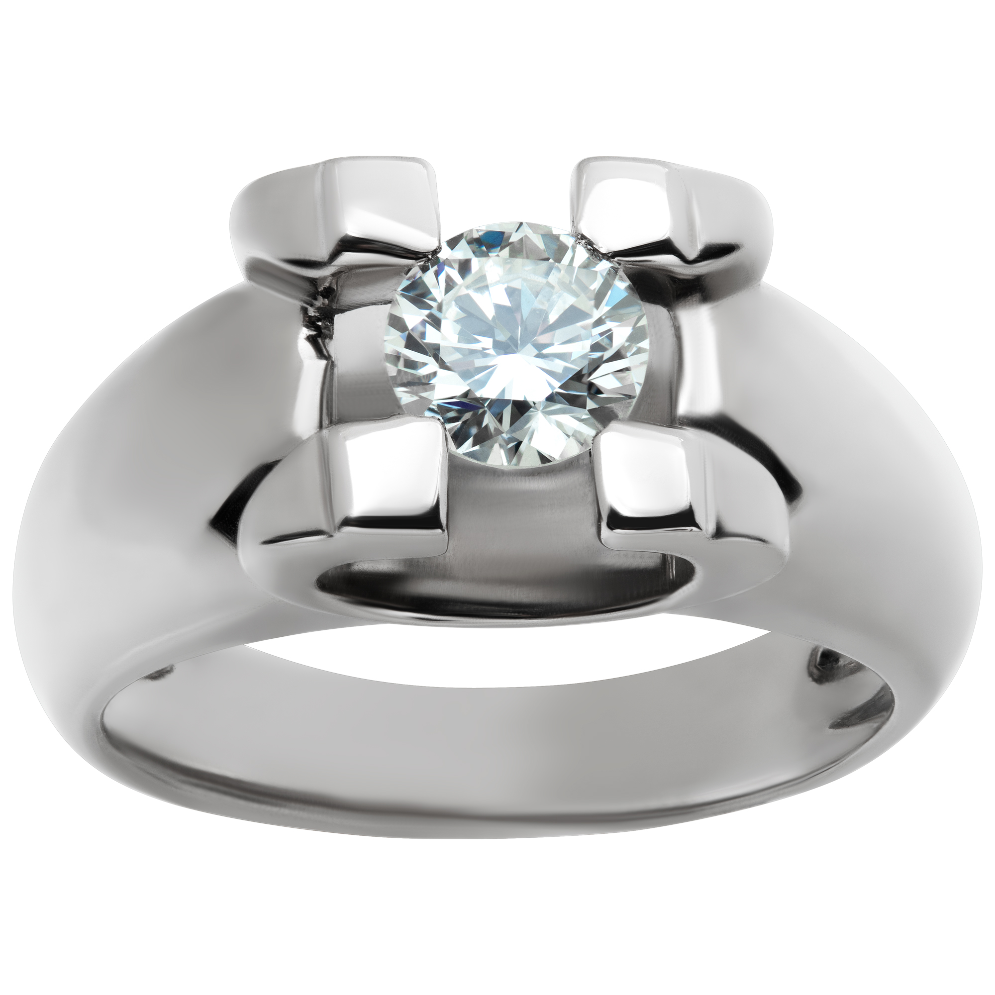Round brilliant cut center diamonds set in 18k white gold ring