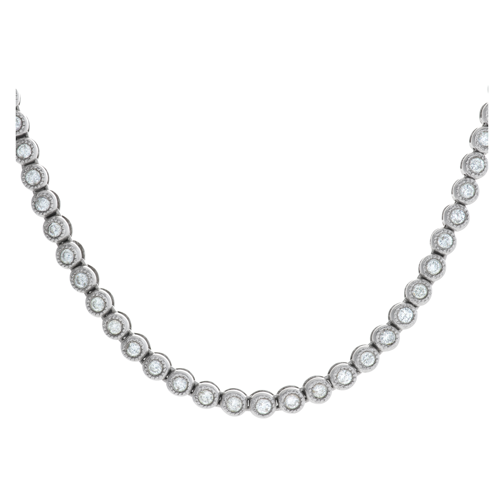 18k white gold diamond tennis necklace