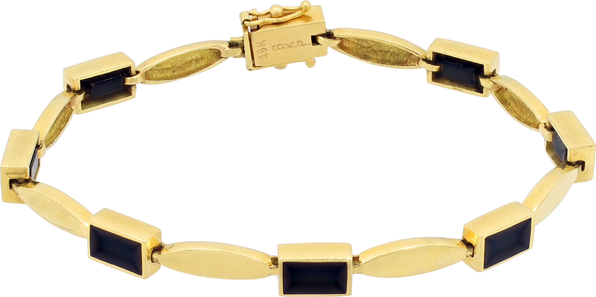 18k yellow gold bracelet with onyx accents
