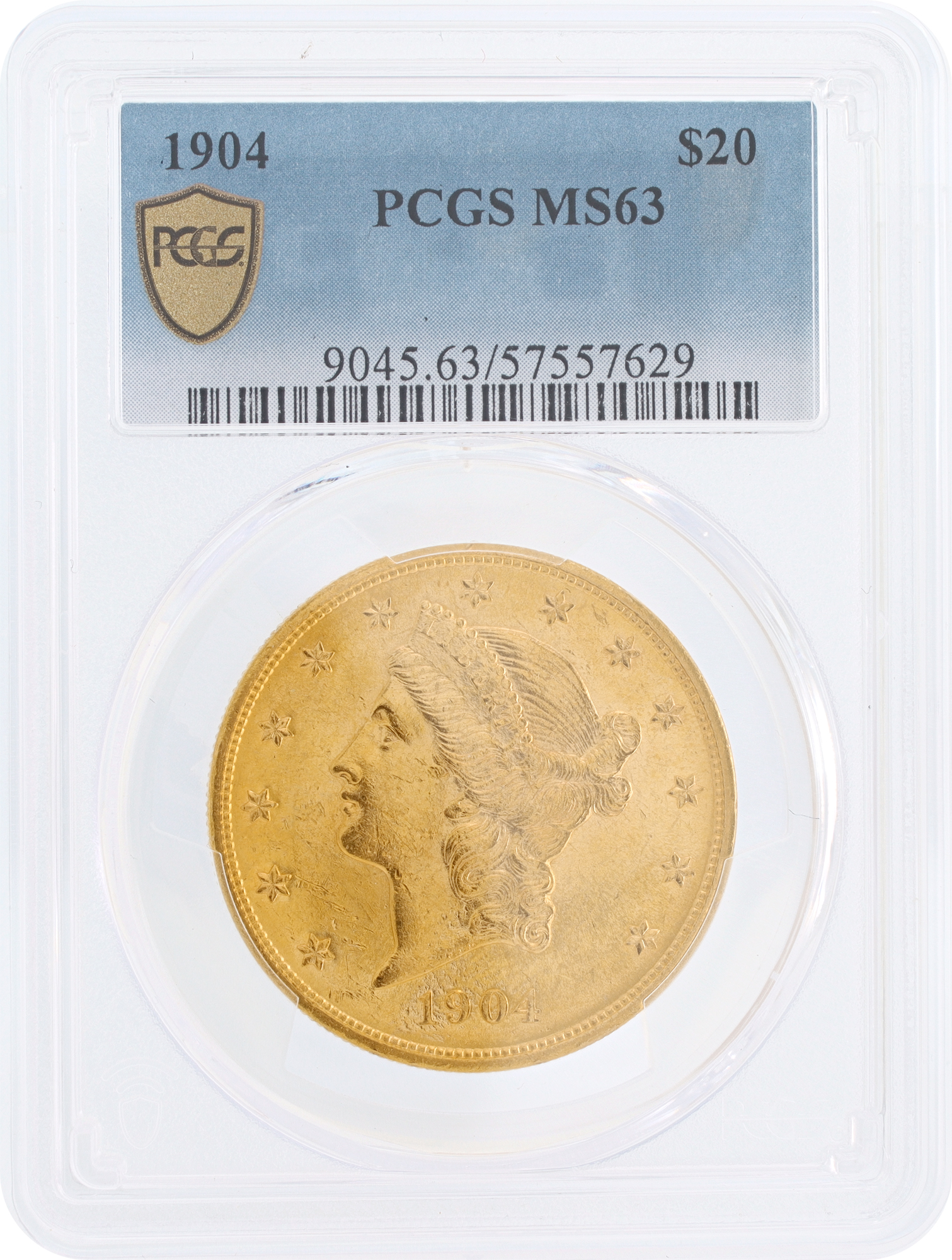 1904 $20 Gold Liberty Head Coin Graded MS63 by PCGS N514535