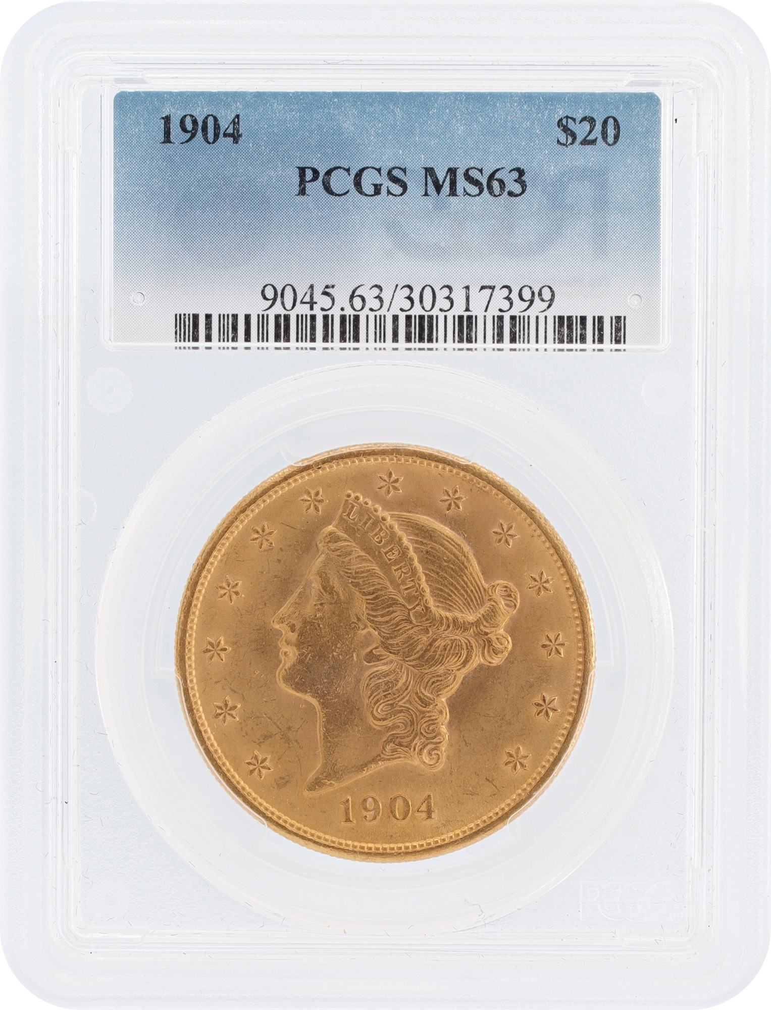 1904 $20 Gold Liberty Head Coin Graded MS63 by PCGS N518153