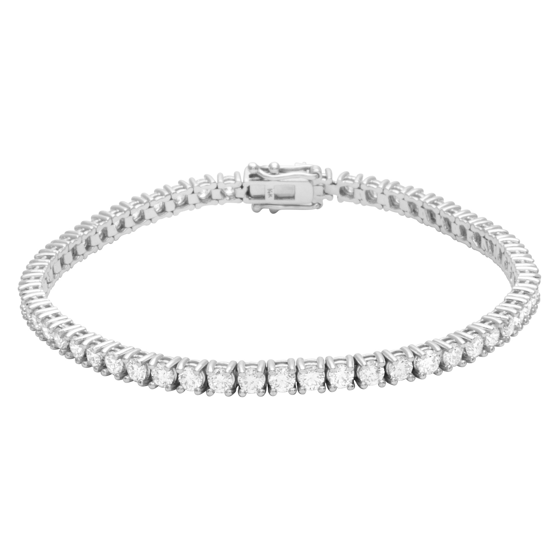 4-Prong Diamond Tennis Bracelet in 14k white gold. 5.40cts (F color, VS1 clarity)