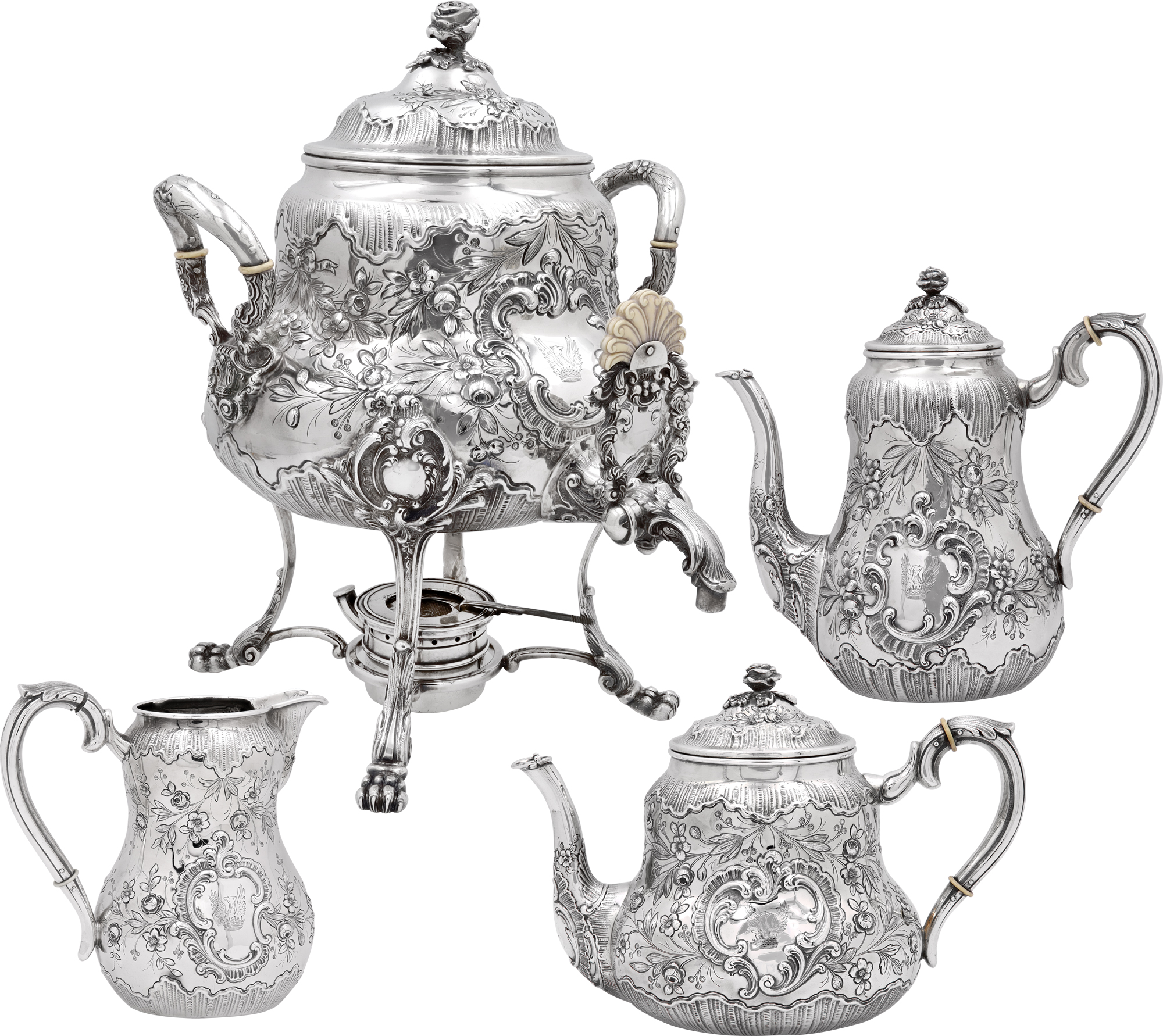 Antique Victorian English Sterling Silver Four-Piece Tea set N519195