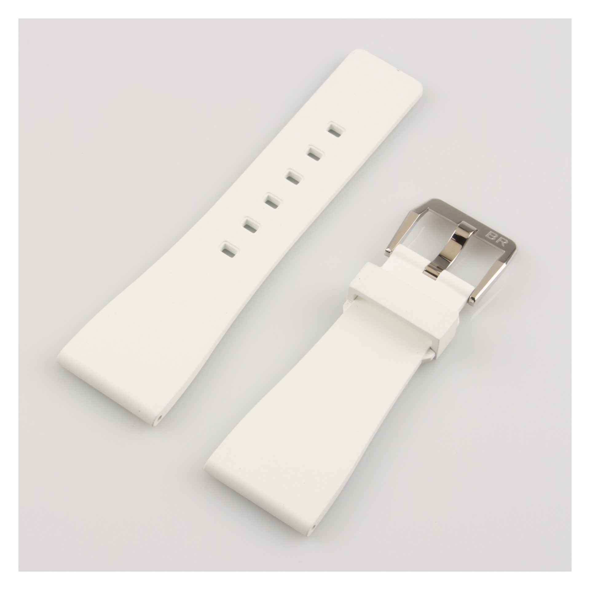 Bell & Ross white smooth rubber band with stainless steel tang buckle (24 x 18 mm) Bell & Ross white smooth rubber band with stainless steel tang buckle (24 x 18 mm)