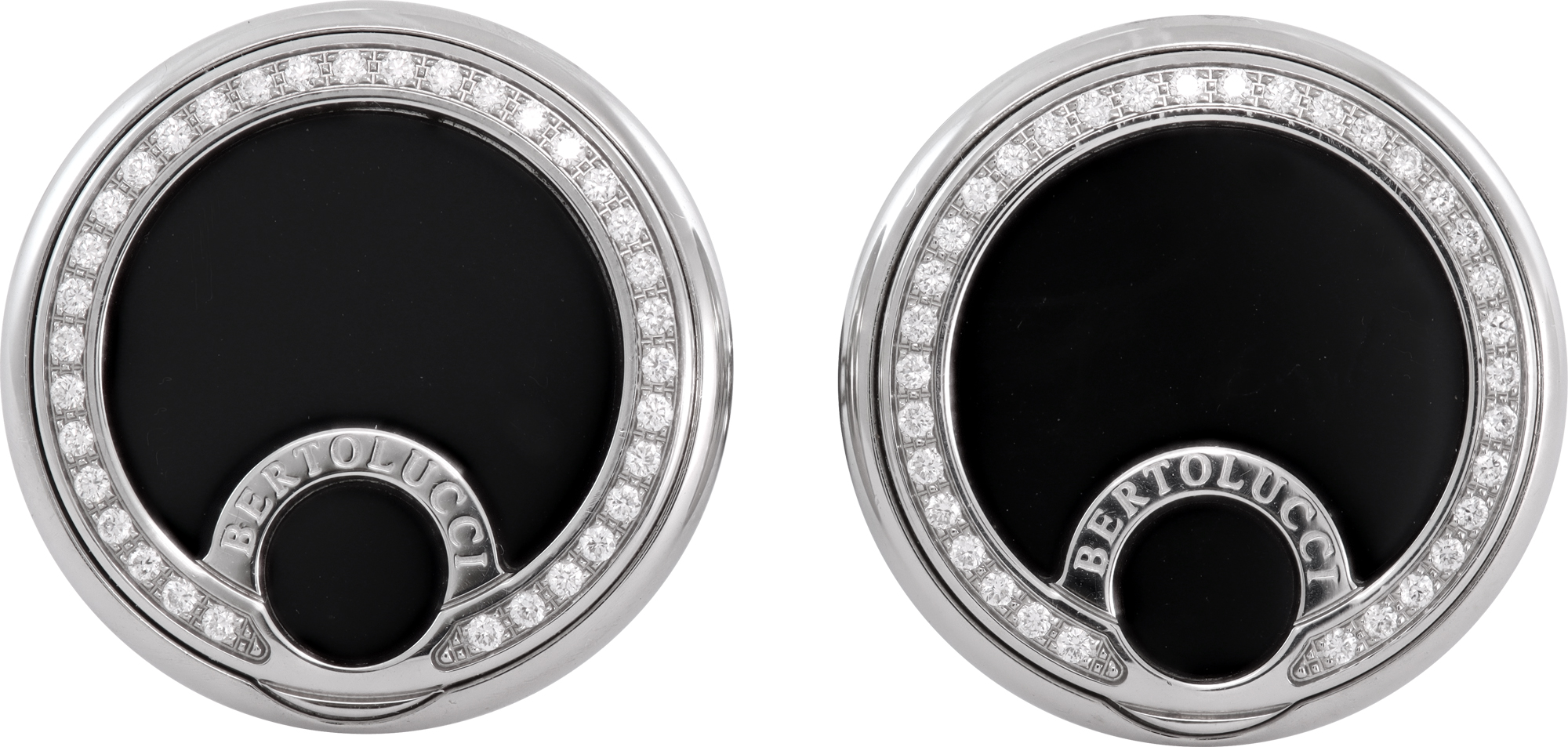 Bertolucci sterling silver cufflinks with diamonds and onyx S521624
