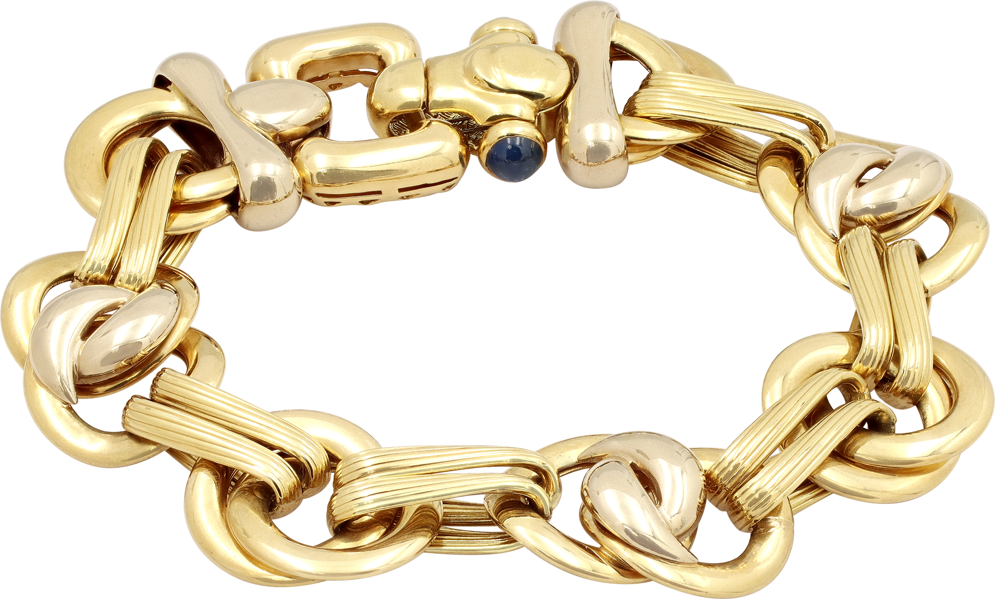 Blue sapphire cabochon bracelet in 18k Yellow Gold Blue sapphire cabochon bracelet in 18k Yellow Gold