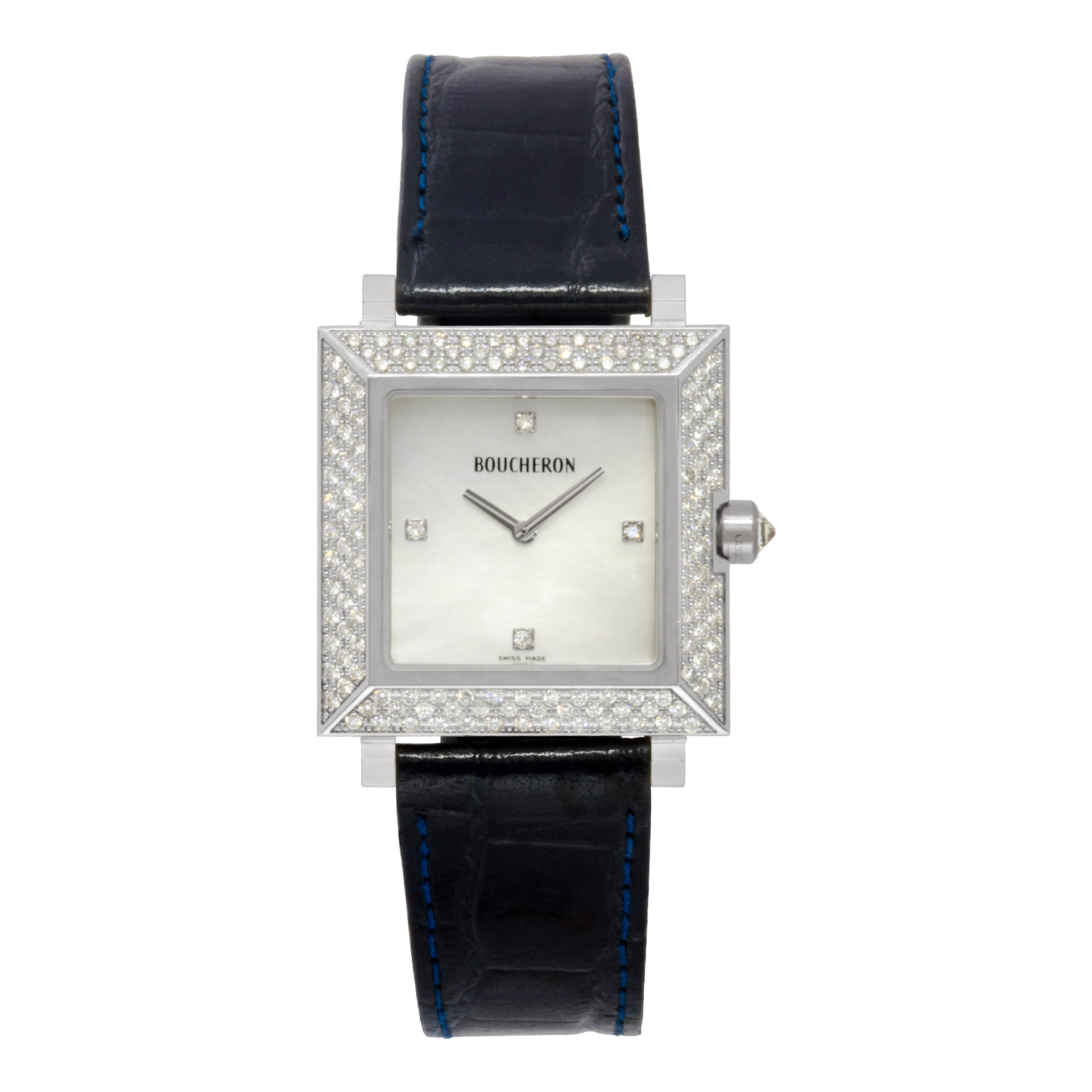 Pre-owned Boucheron Pyramid Classic AJ410364 18k WG with |