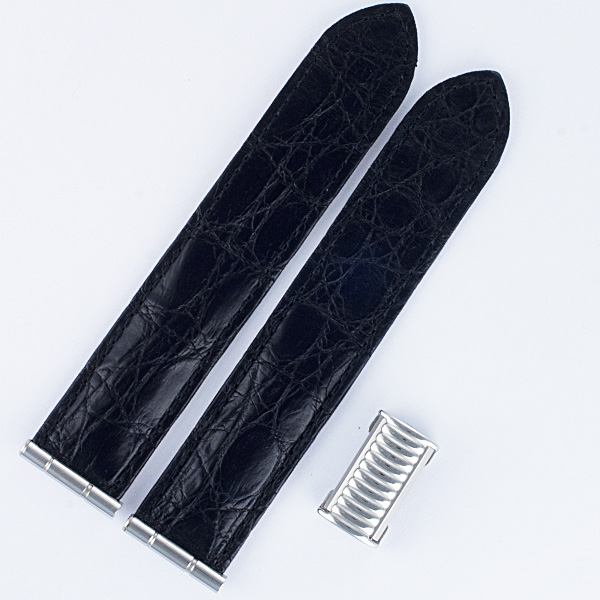 BOUCHERON 9/12mm Black Crocodile Skin Watch Strap w/ Original Pins BOUCHERON 9/12mm Black Crocodile Skin Strap w/ Original Pins  main image 3