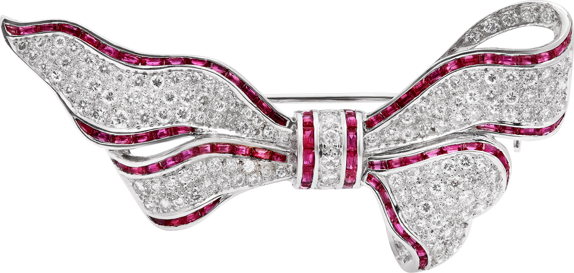 Bowtie Ruby & Diamond Brooch in 18k White Gold Bowtie Ruby & Diamond Brooch in 18k White Gold