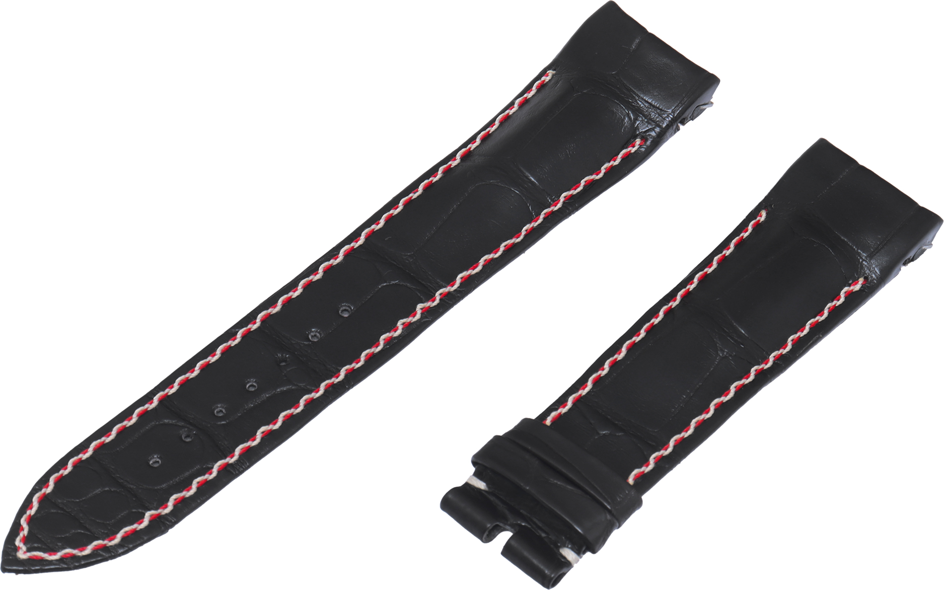 Breguet black alligator strap with white and red stitching (23mm x 20mm)