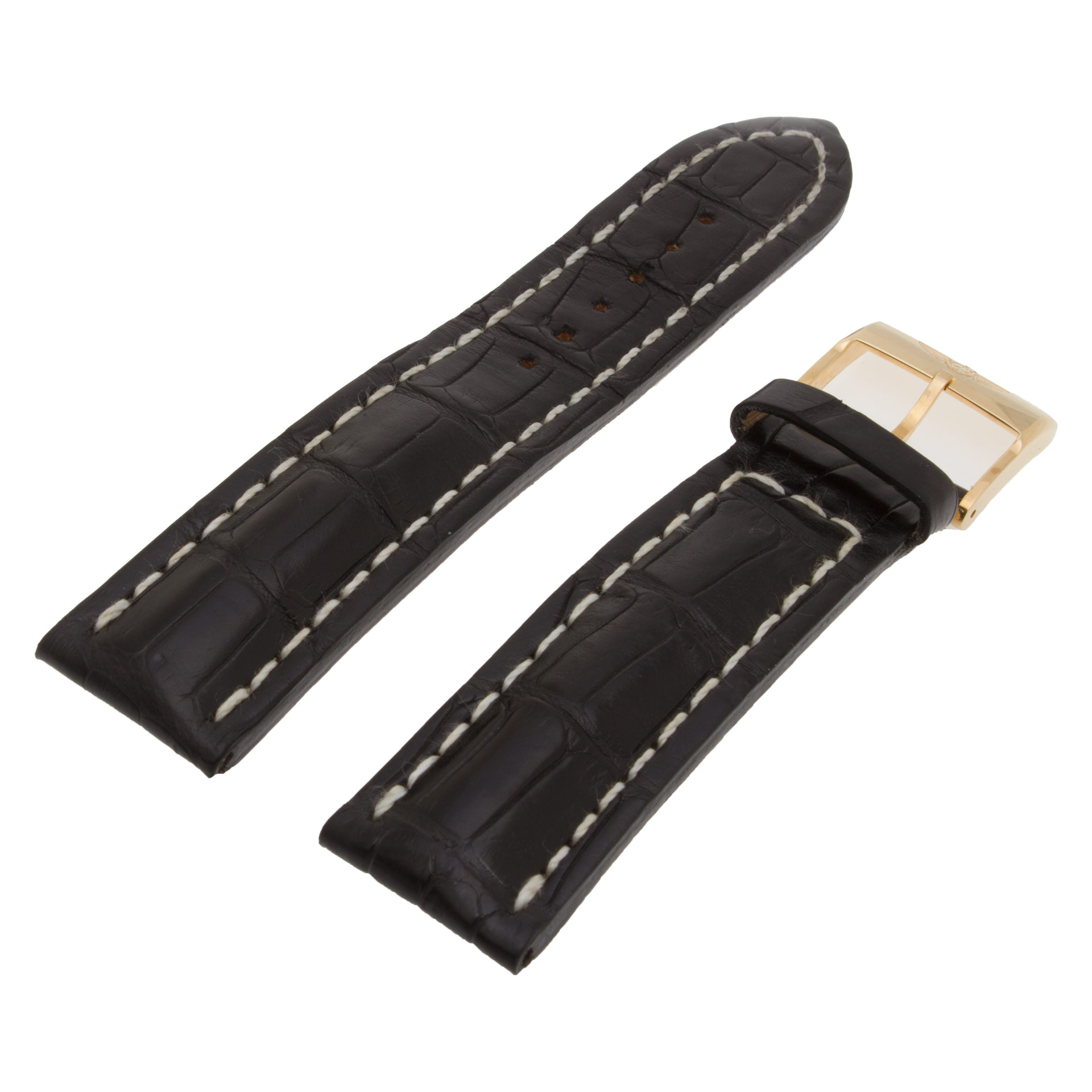 Breitling black alligator strap 22 x 20mm with original 18k gold