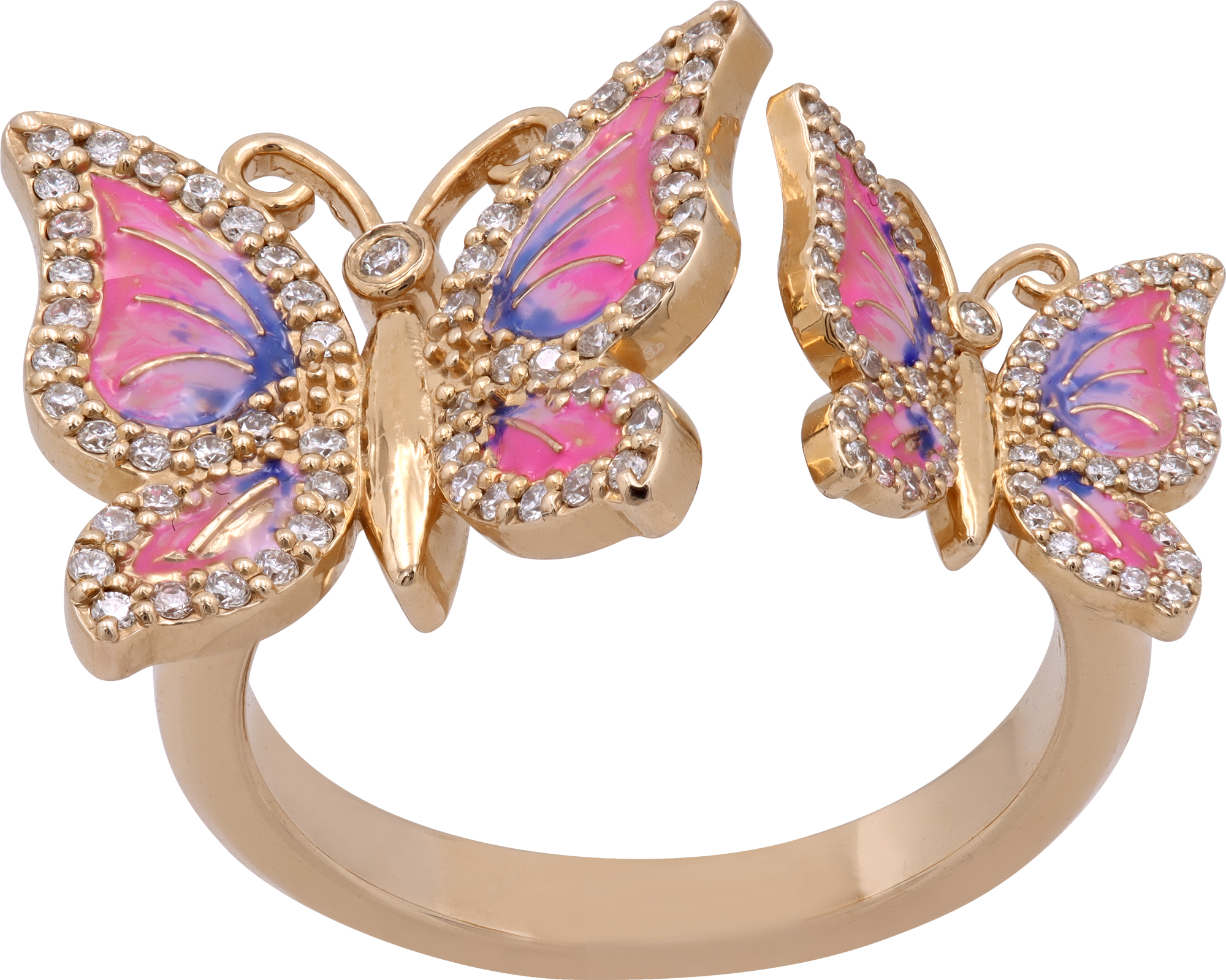 Evens Saint Clair Butterfly ring in 14k rose gold with diamonds