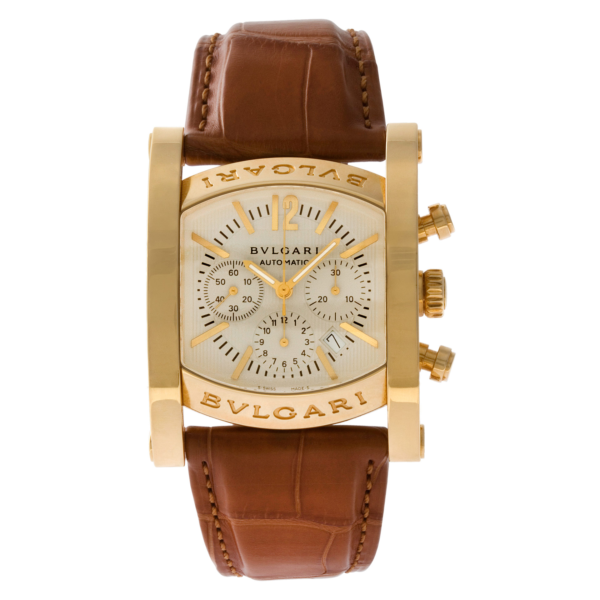 Used Bvlgari Assioma AA44GCH in 18k YG, White dial 34.4mm