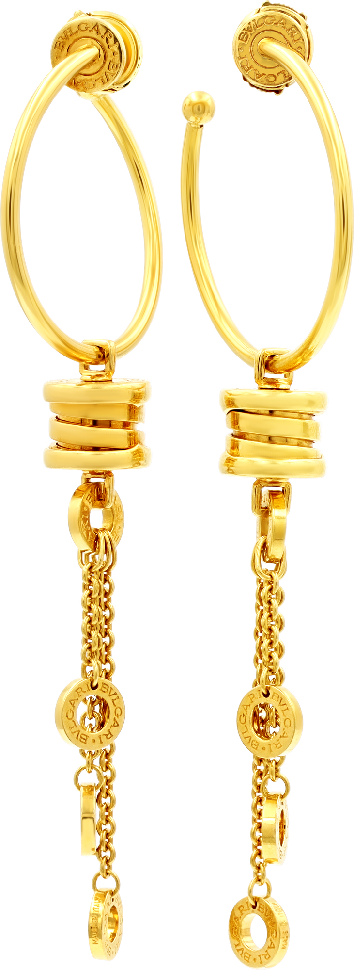 Bvlgari B Zero 1 dangling hoop earrings 18k yellow gold