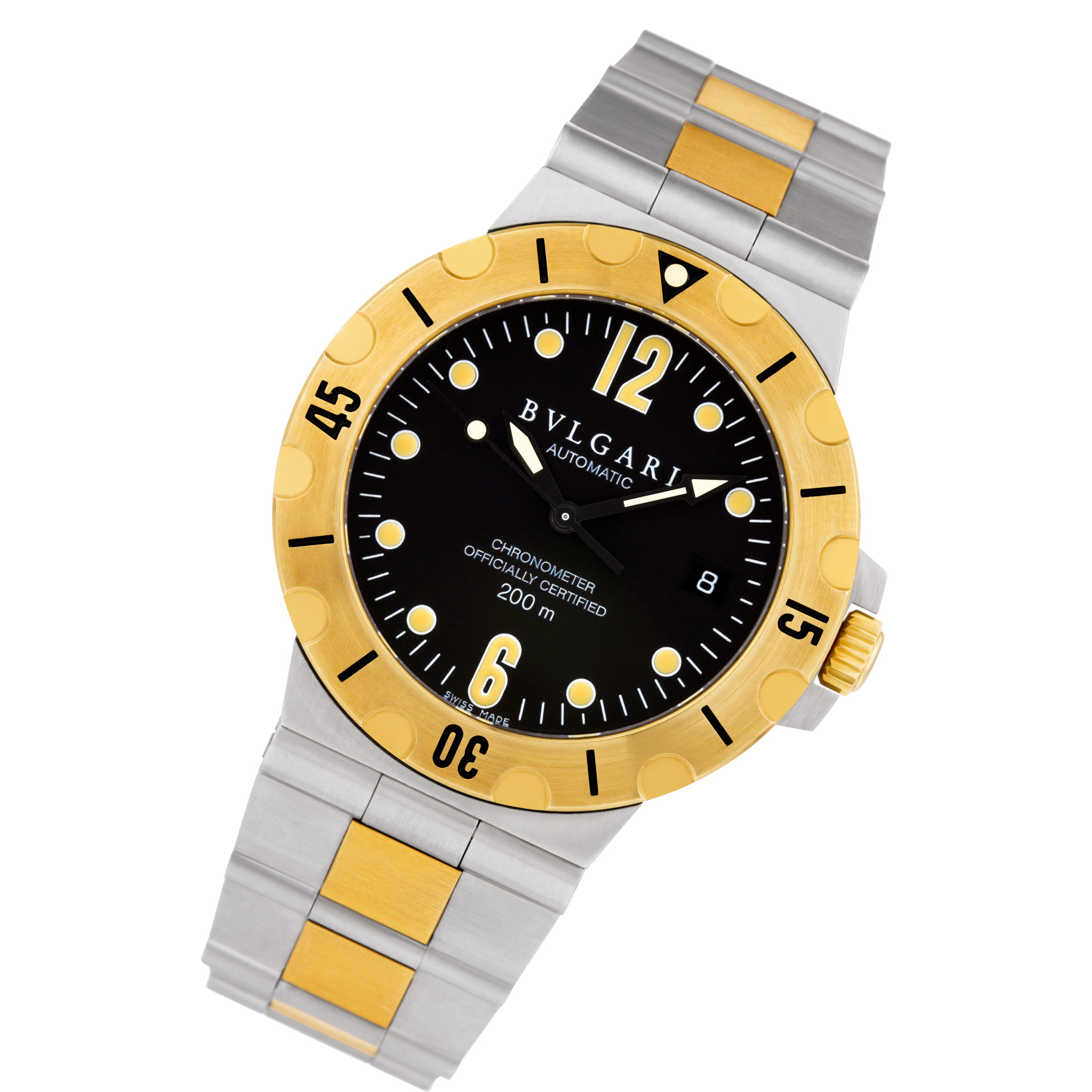 Pre-owned Bvlgari Diagono sd 38 sg 18k & steel 38mm auto |