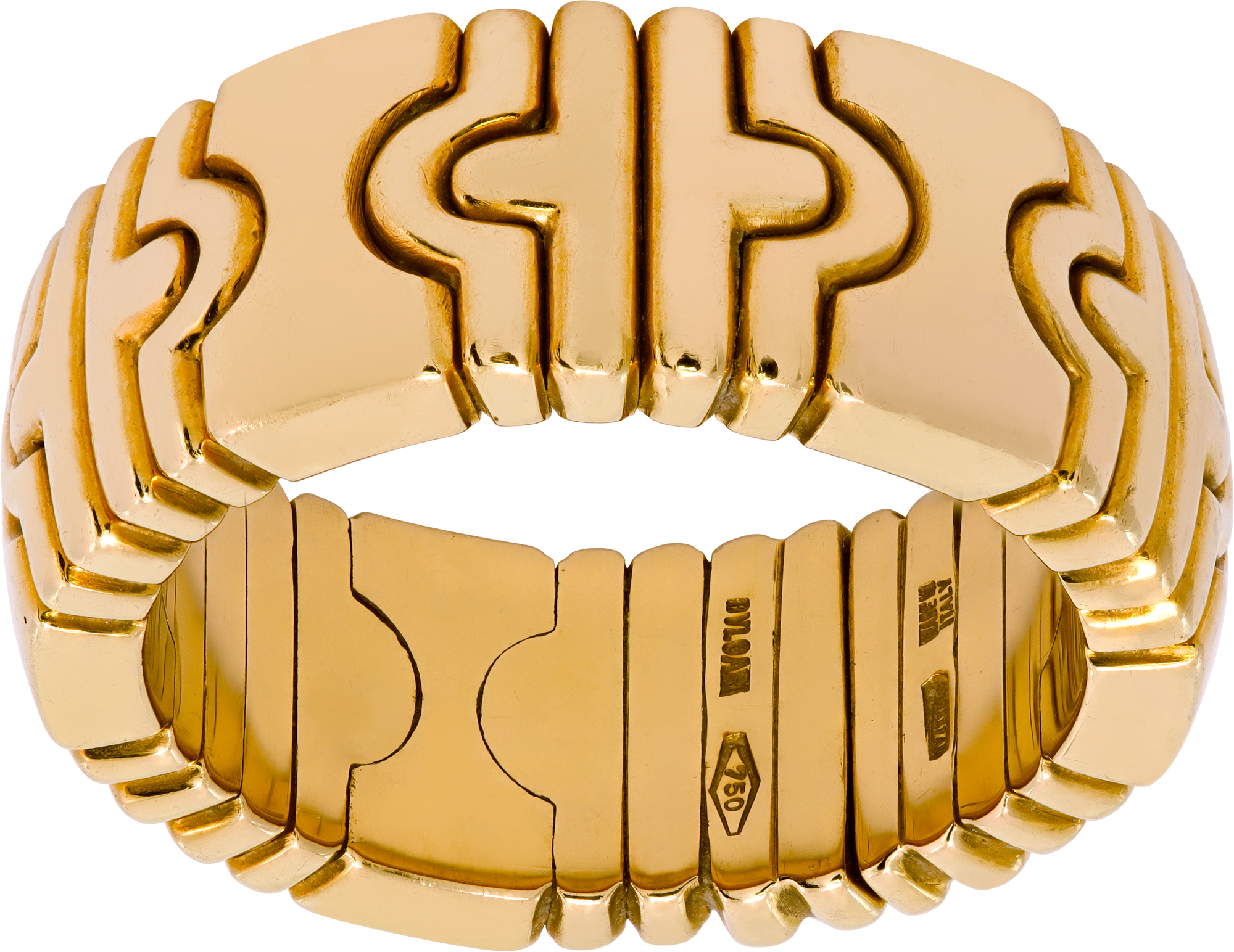 Bvlgari Parentesi ring in 18k yellow gold. 8mm wide. N518236