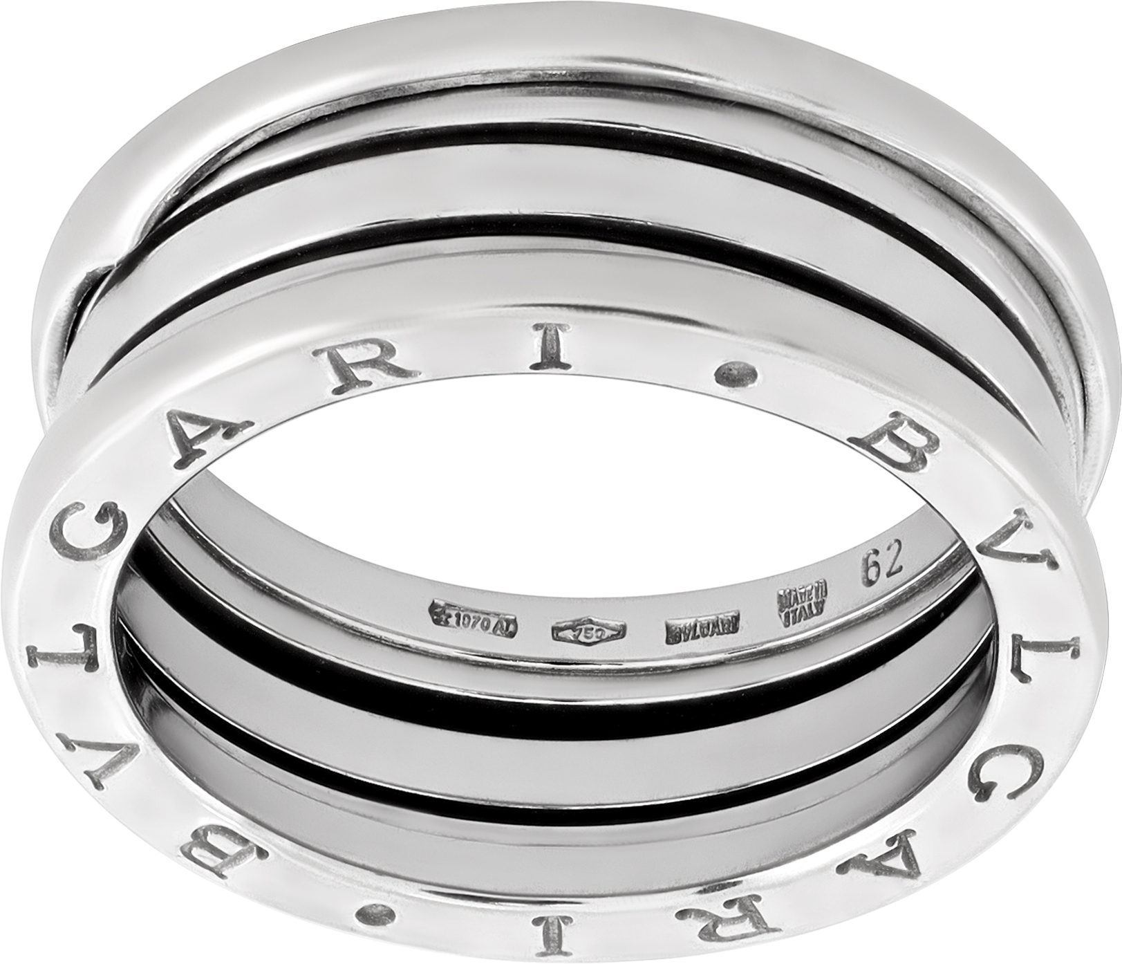 Bvlgari Ring B.Zero1 three band ring in 18k white gold.