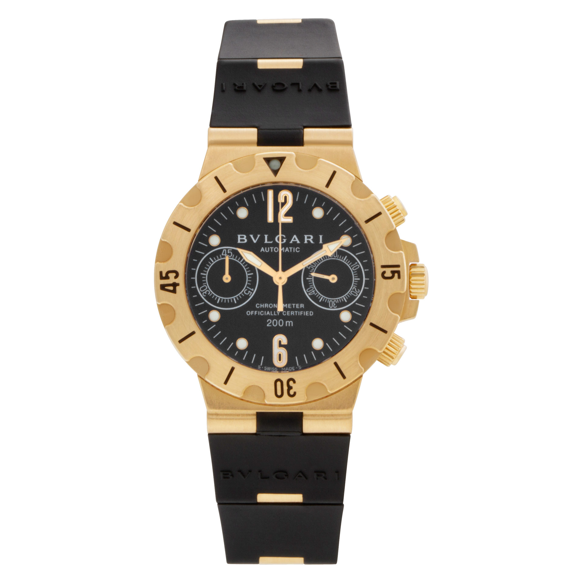 Preowned Bvlgari Scuba SC38G 18k Black dial 38mm Automatic
