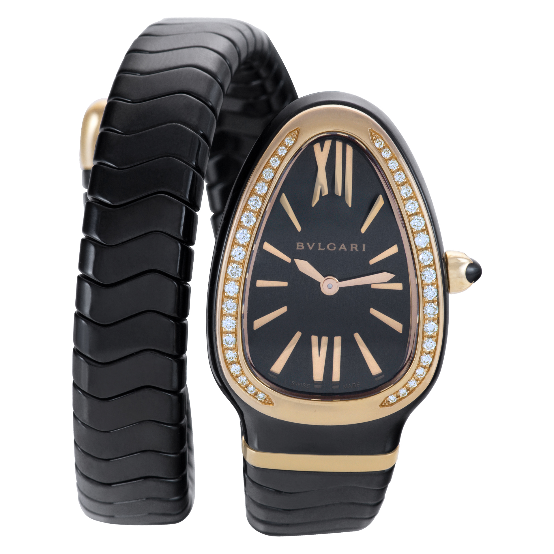 Pre-owned Bvlgari Serpenti 102532 Ceramic Black dial 35mm