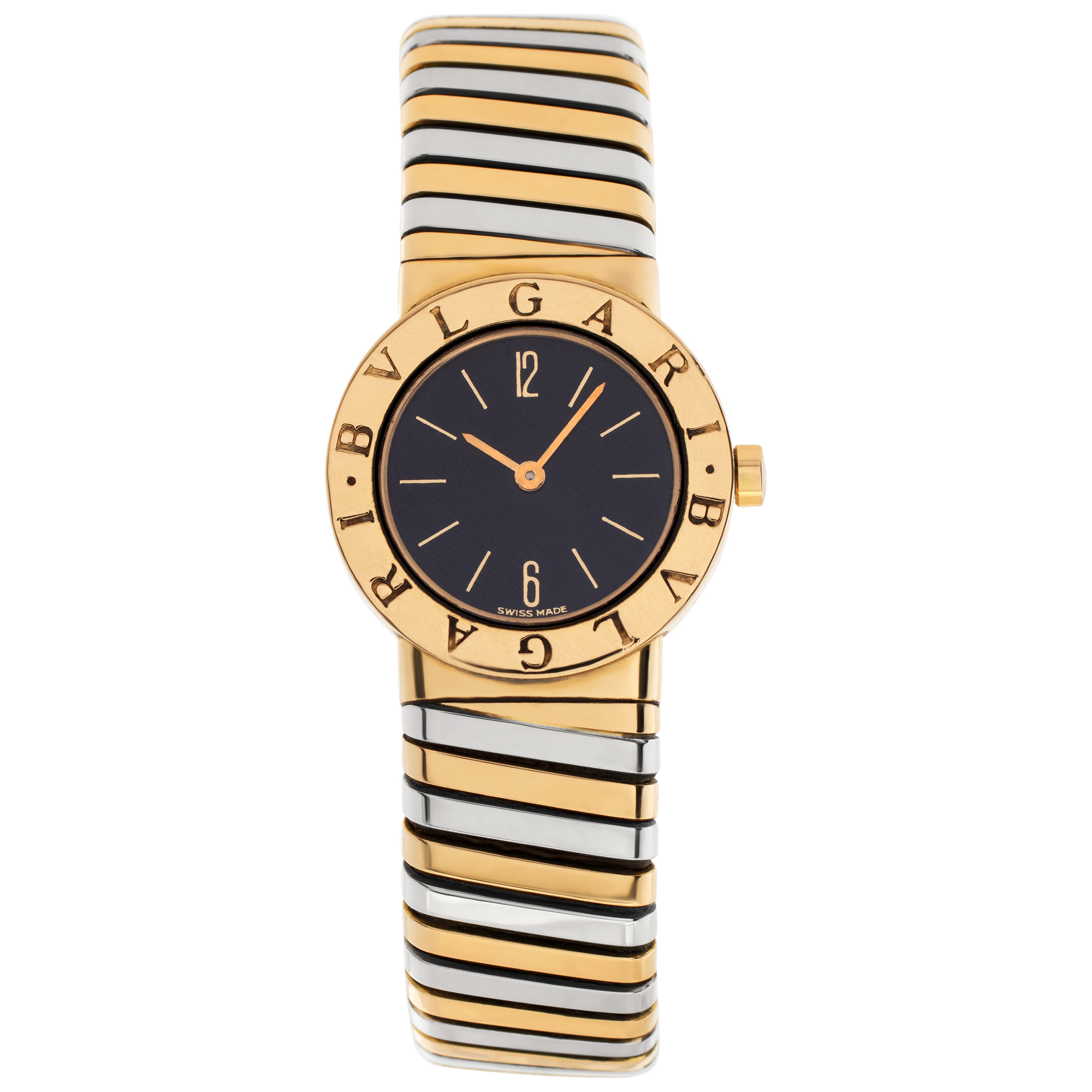 Pre-owned Bvlgari Tubogas BB23 2T 18k white & yellow gol |