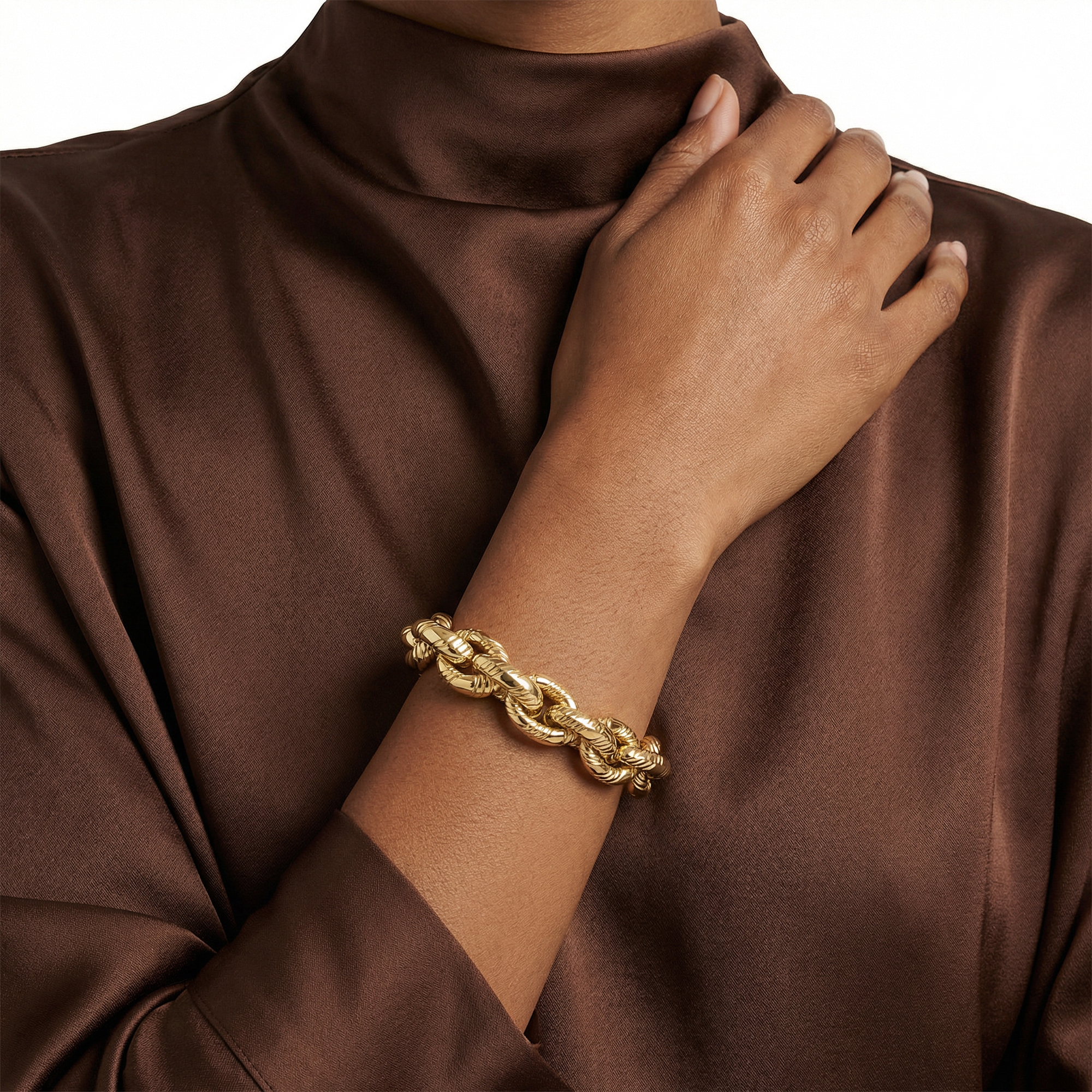 Cable link bracelet in 14k yellow gold