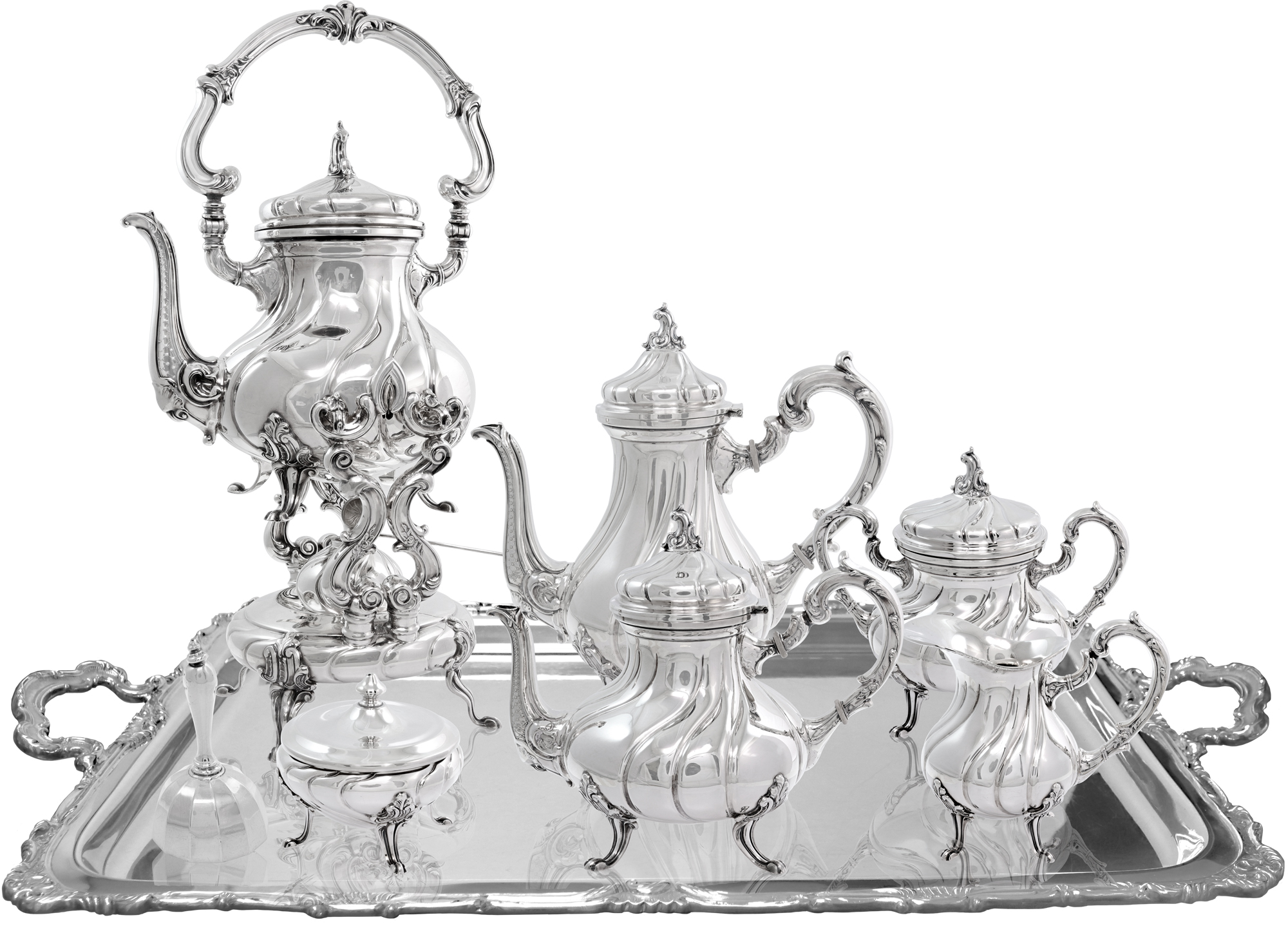 Camusso Sterling Silver Tea Set with tray