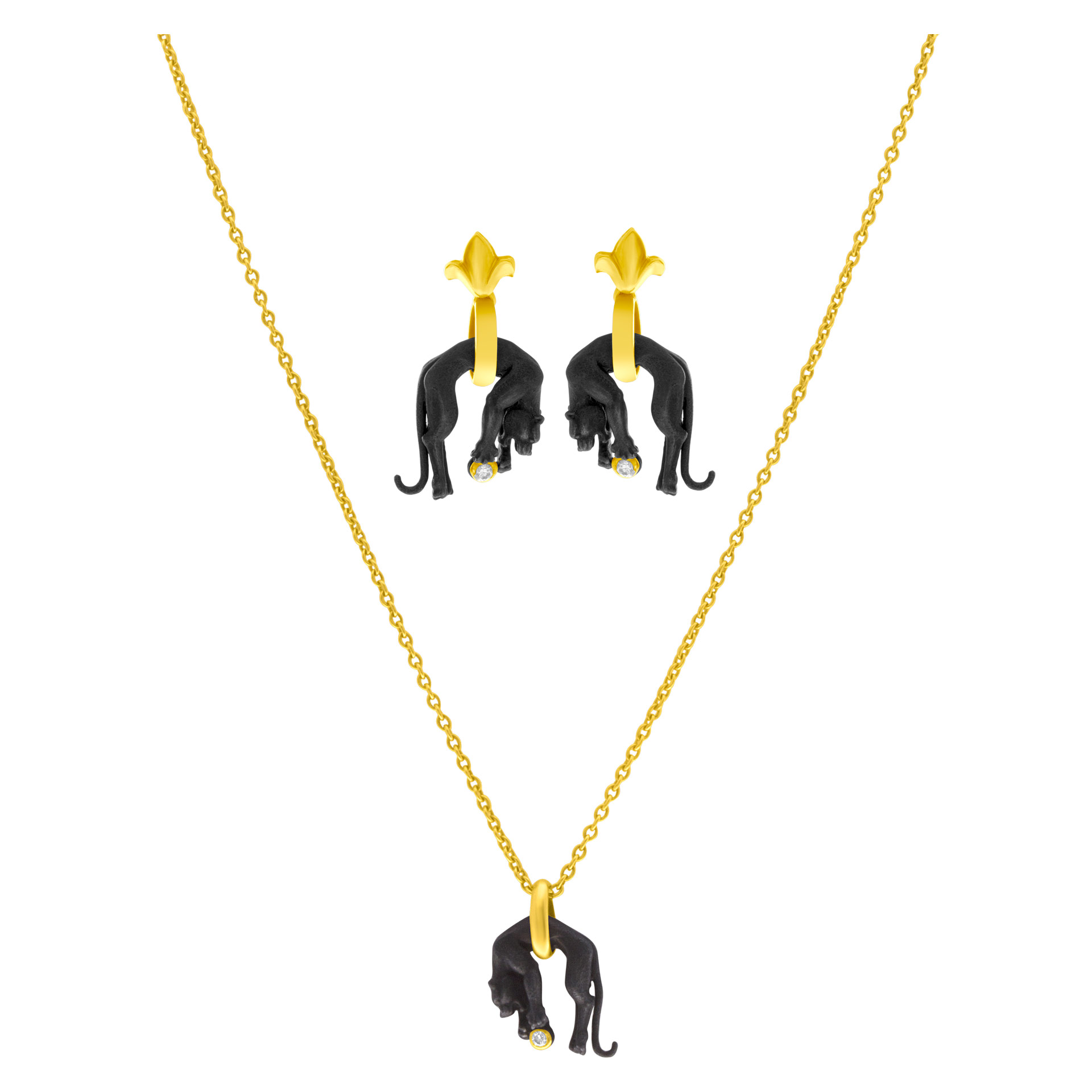 Carrera y Carrera Black Anodize Panthere set with diamond accents in 18k