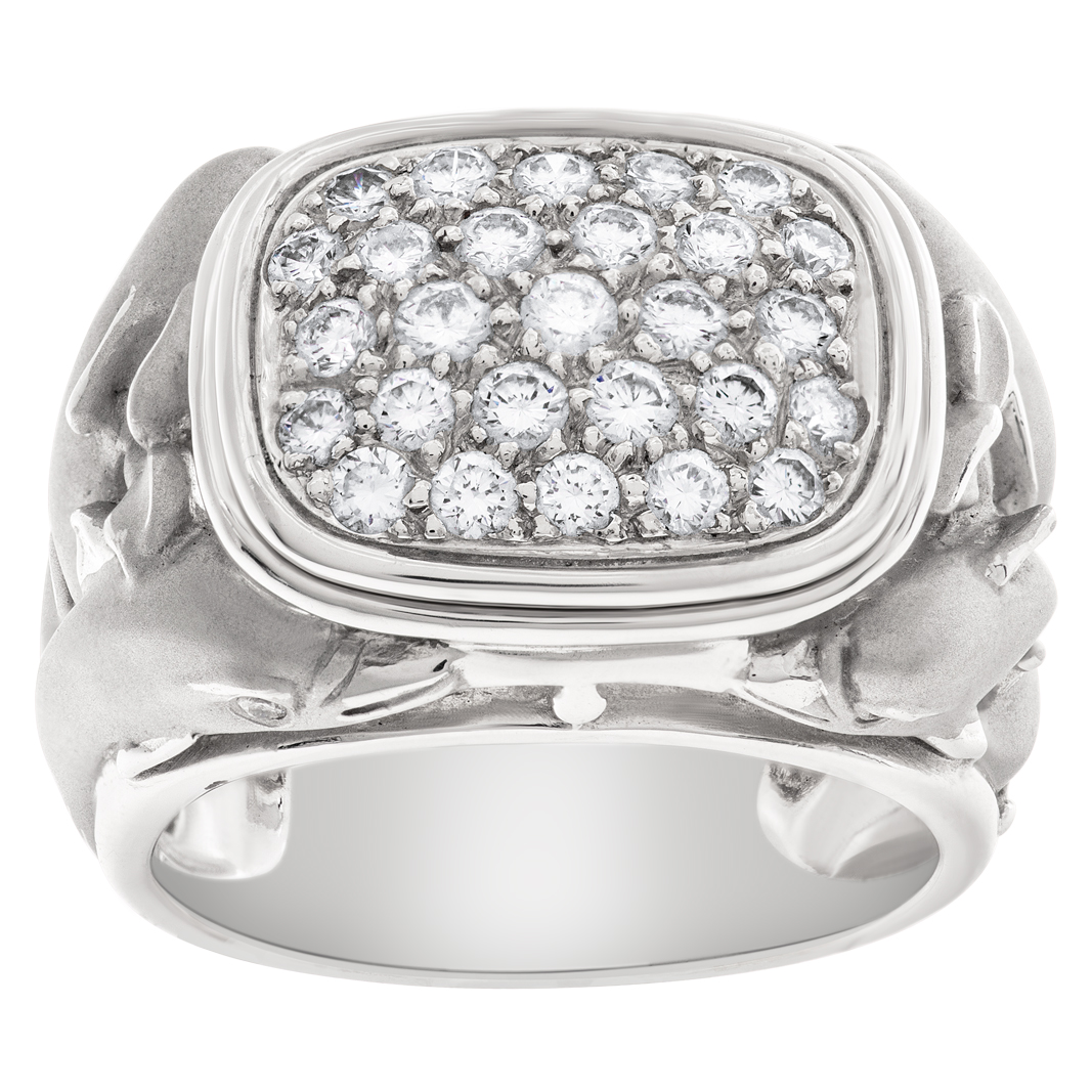 Carrera y Carrera dolphin motif pave diamond ring in 18k white gold