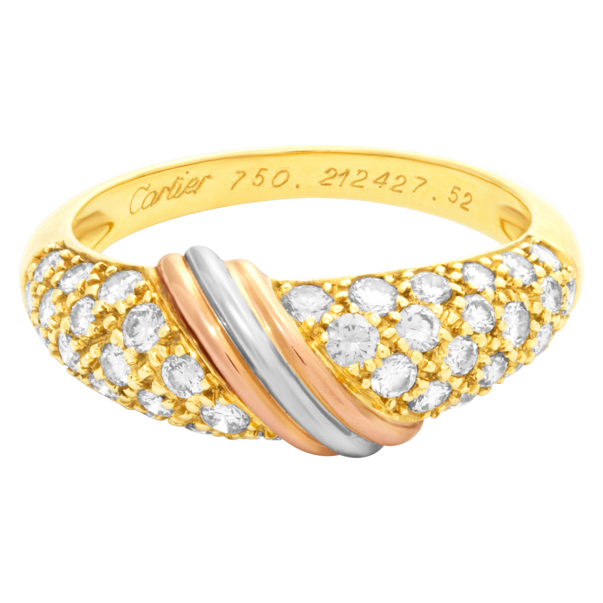 Cartier 18k white, rose and yellow gold pave diamond Mimi star ring
