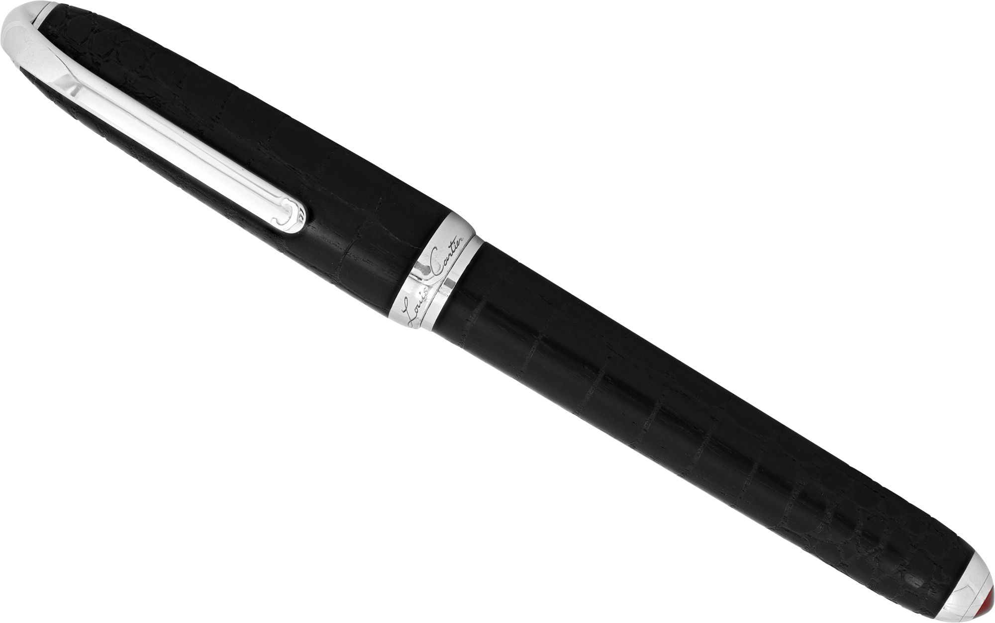 Cartier Black Crocodile Pen in Sterling Silver