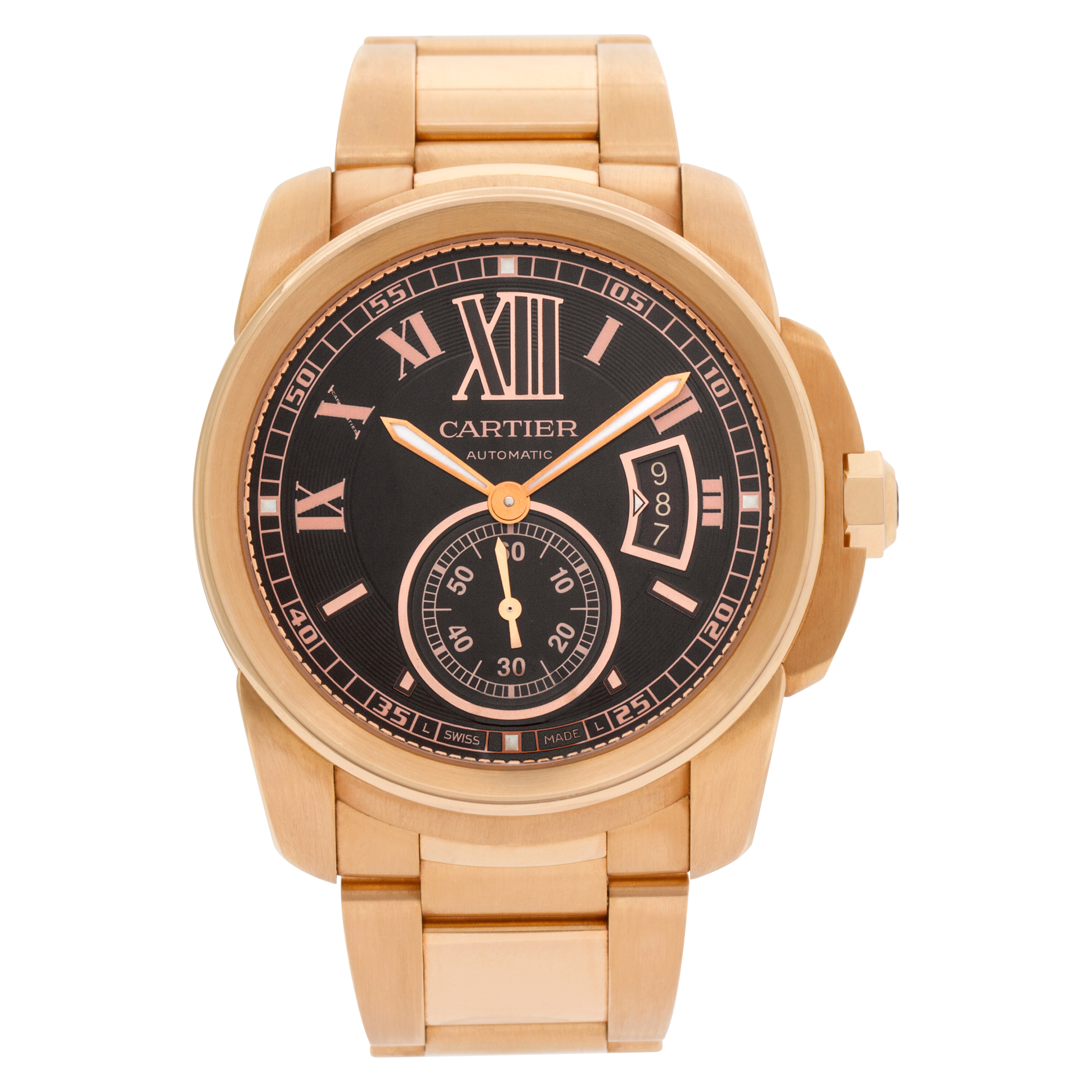 Used Cartier Calibre W7100040 18k rose gold 42mm auto watch
