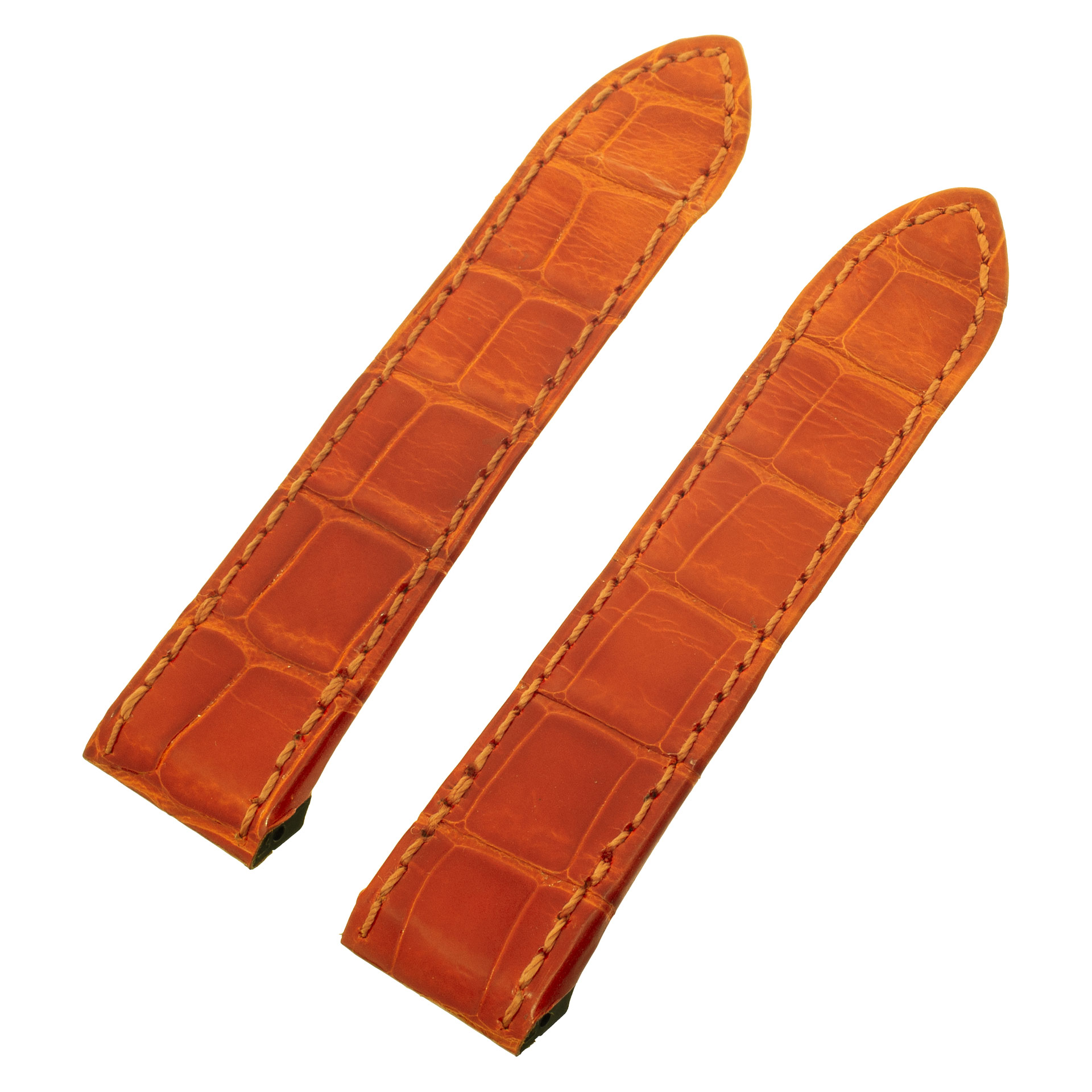 Cartier 非売品 ストライプ柄 プレート Cartier For Santos 100 Orange Alligator Strap (20x18) | Gray & Sons