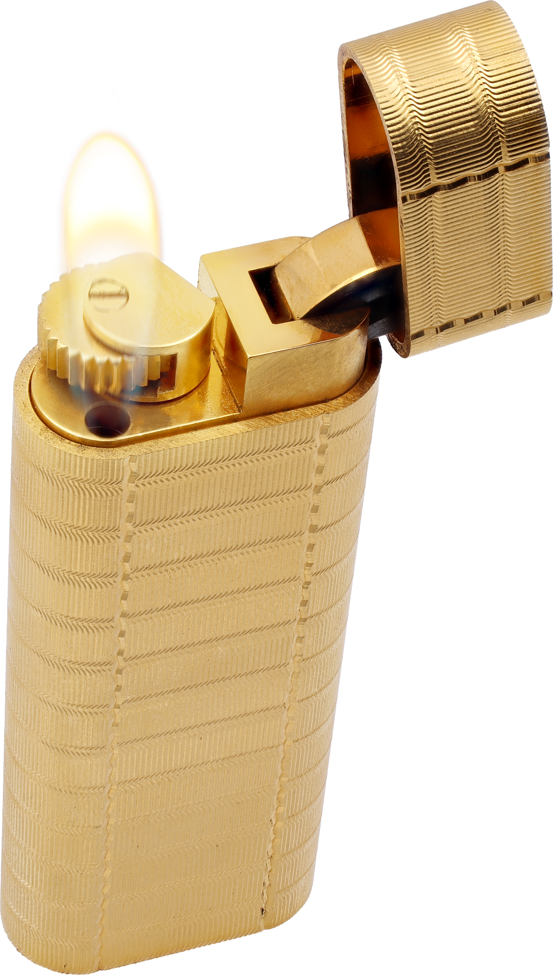 Cartier Gold Plated Cartier Lighter With Vertical And Horizontal Groves N518780