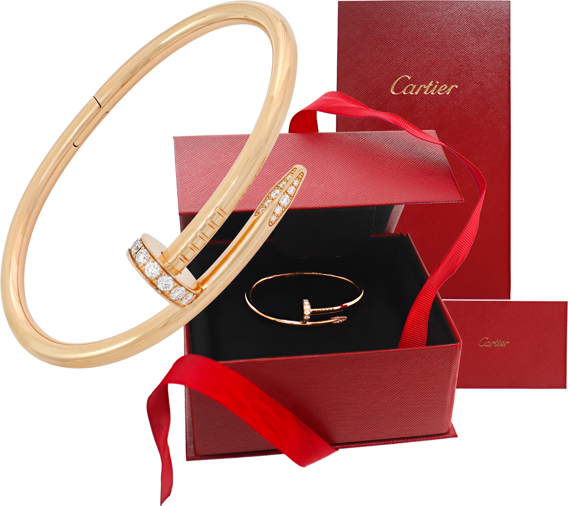 Cartier Just Un Clou In 18k Rose Gold With Diamonds Size 15