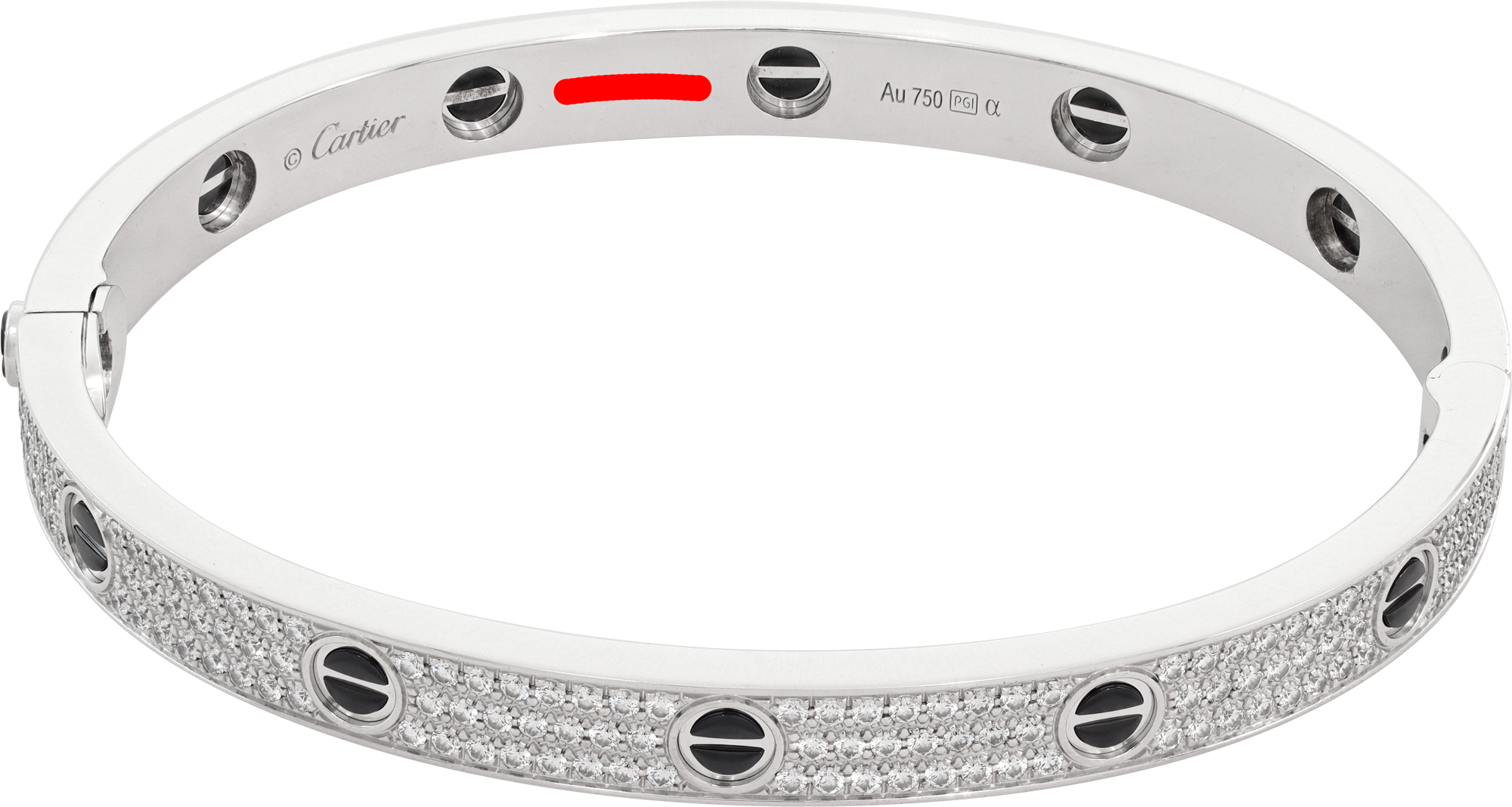 Cartier LOVE bracelet, classic model, paved, ceramic 18k white gold. Size 20. S521845