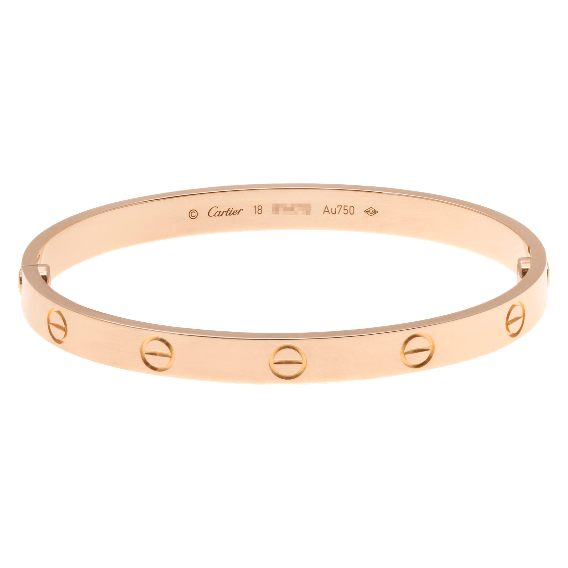 Cartier Love Bracelet in 18k rose gold. Size 18. Box