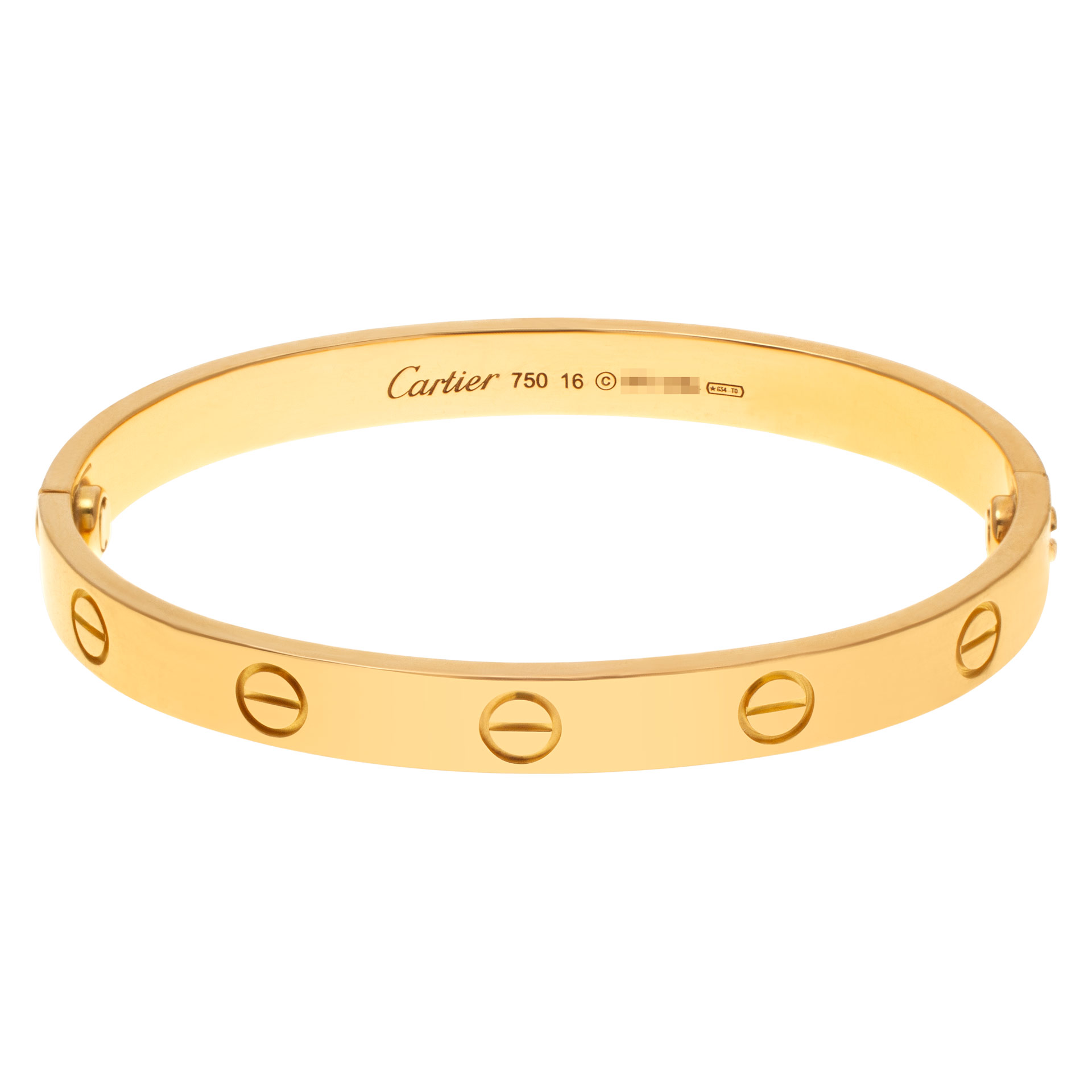 Cartier LOVE bracelet in 18k, size 16 N513442 | Gray & Sons Jewelers