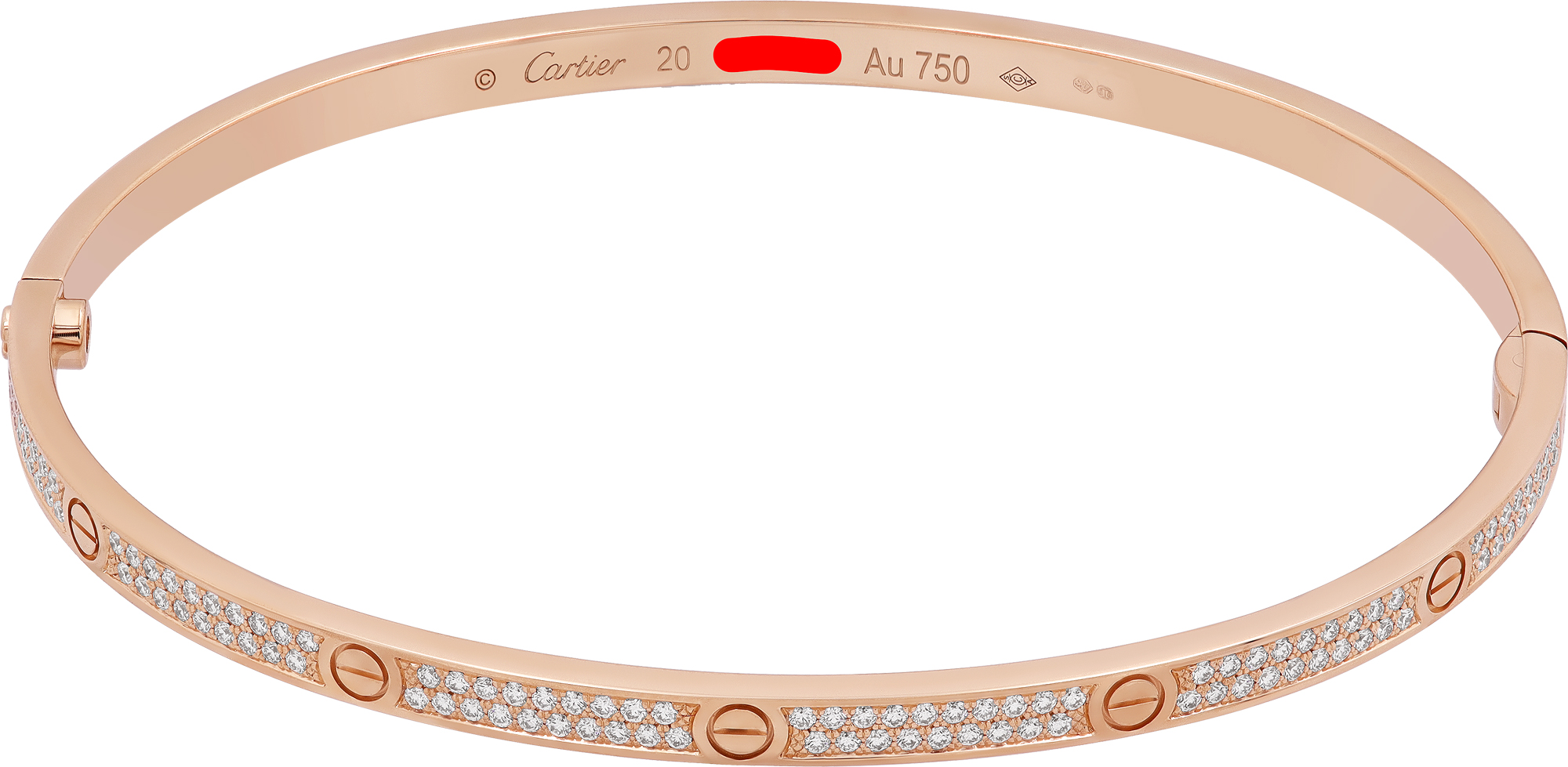 Cartier Love Bracelet, Small Model, Paved in 18k Rose Gold. Size 20. N519122