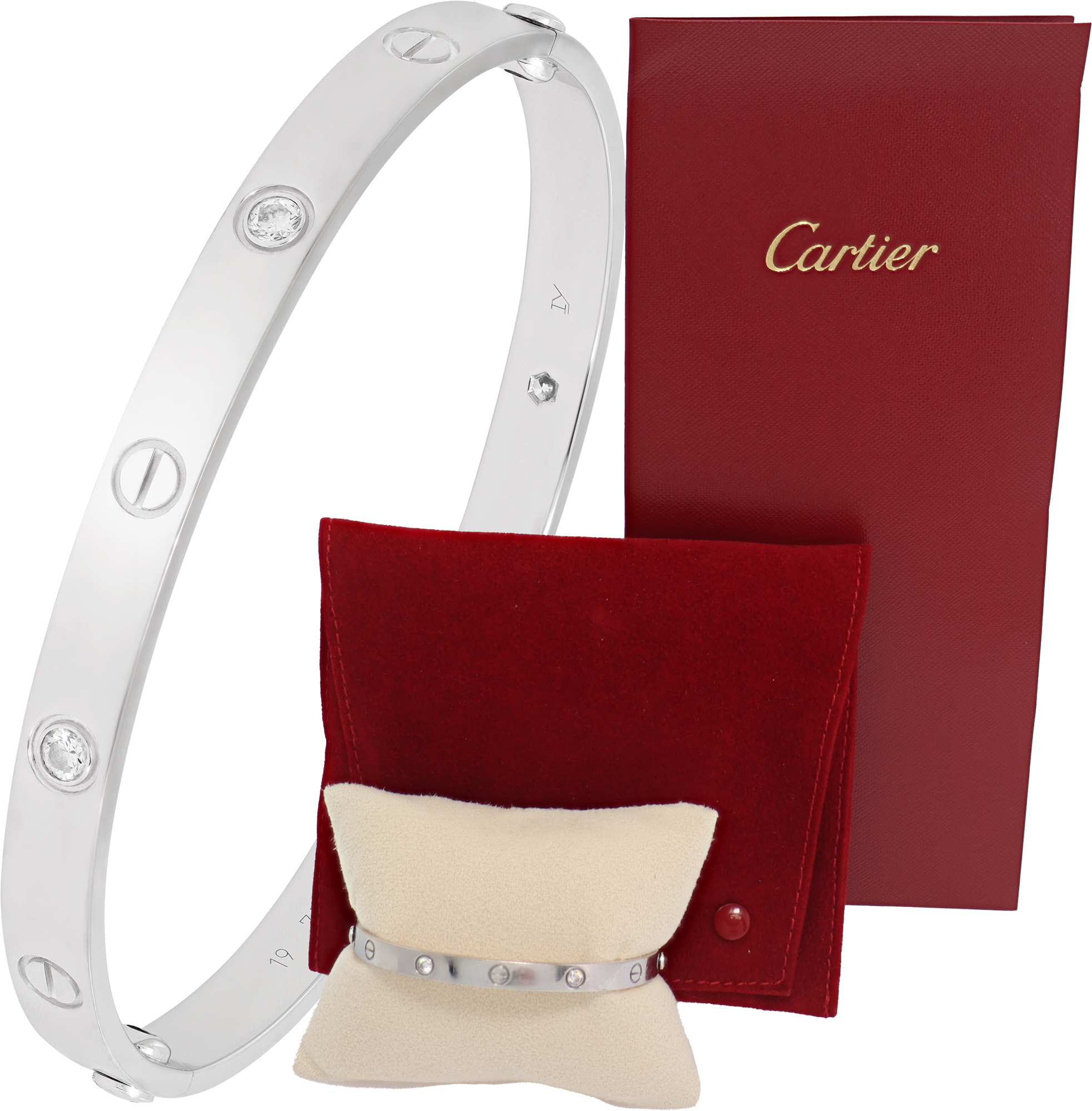 Cartier Love Bracelet With 4 Diamonds 18k White Gold