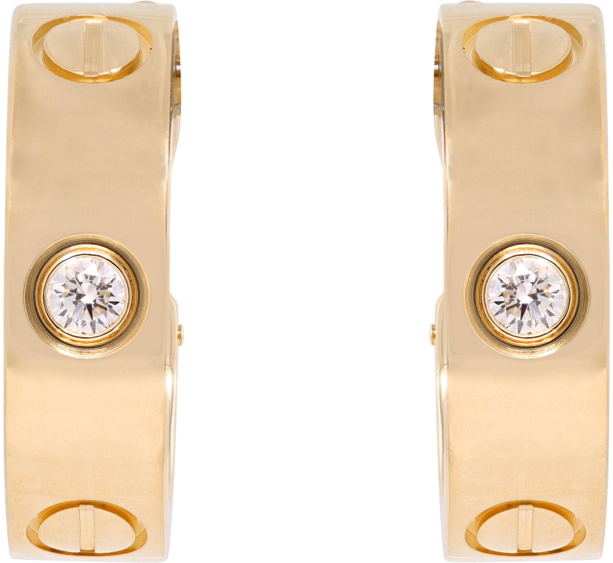 Cartier Love hoop earrings in 18k yellow gold single diamond