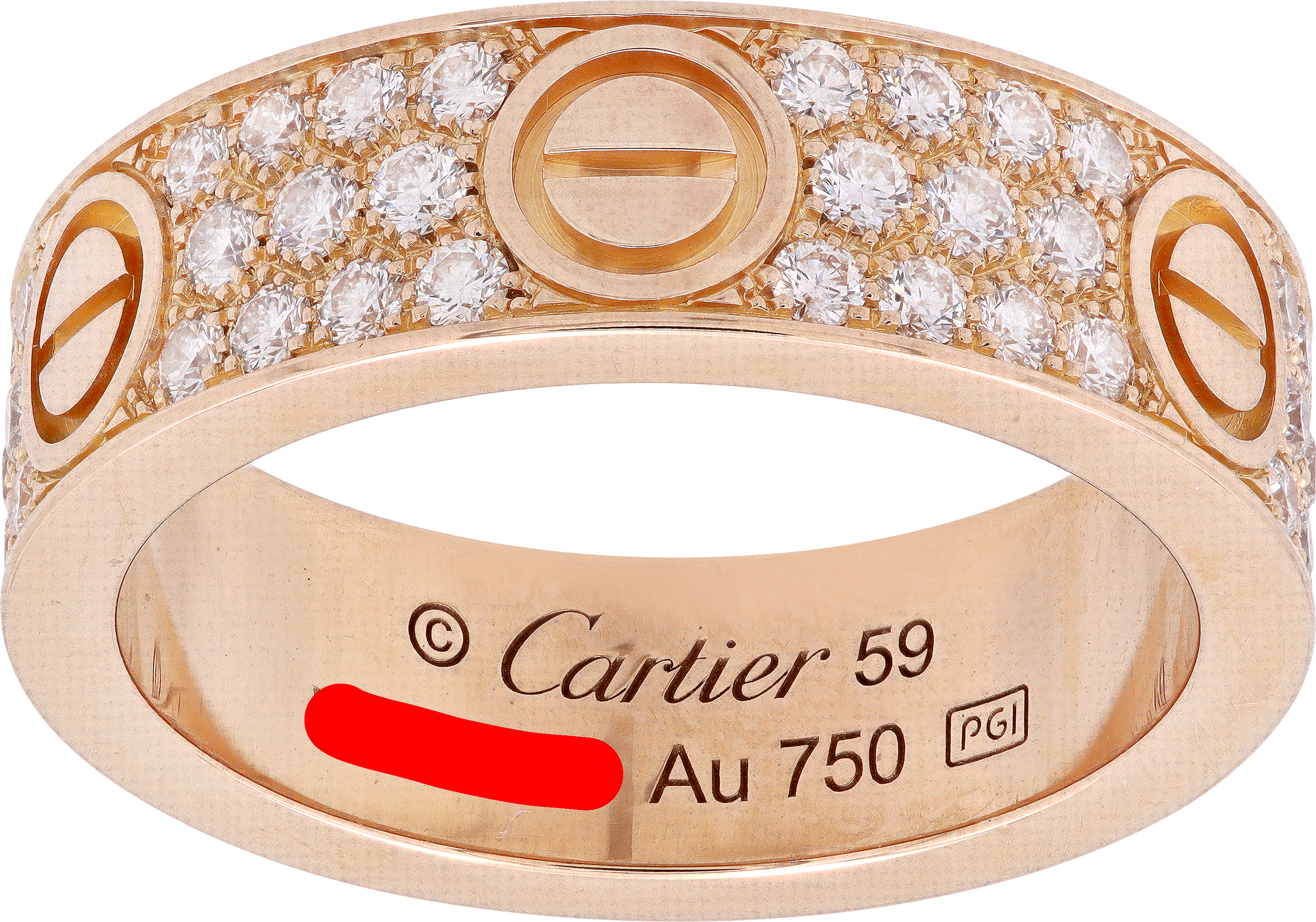 Cartier Love ring, Classic model, paved in 18k rose gold