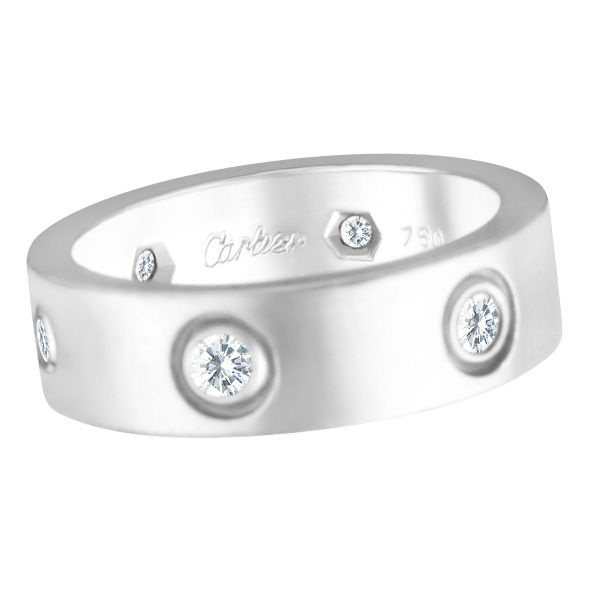 Cartier Love ring in 18k white gold with 6 diamonds, size 51