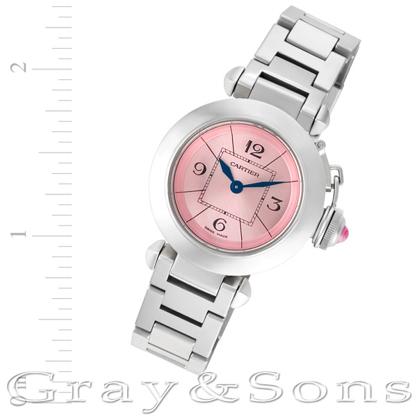 Cartier MISS PASHA  27MM スティール Cartier Miss Pasha 27mm Steel Pink Dial Ladies Watch W3140008 with
