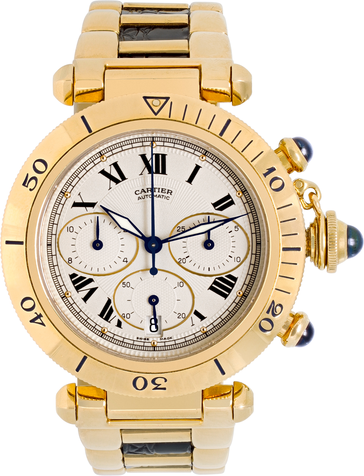 Used Cartier Pasha Chronograph in 18k yellow gold W529055