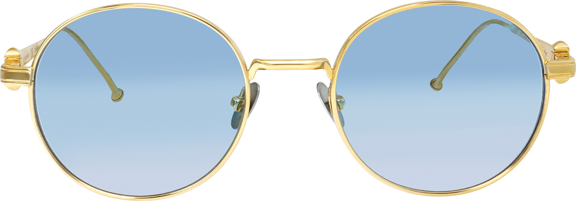 Cartier Gold Frame Blue Lens Sunglasses Cartier White Acetate Glasses with Gold C Decor & Gradient  main image 3
