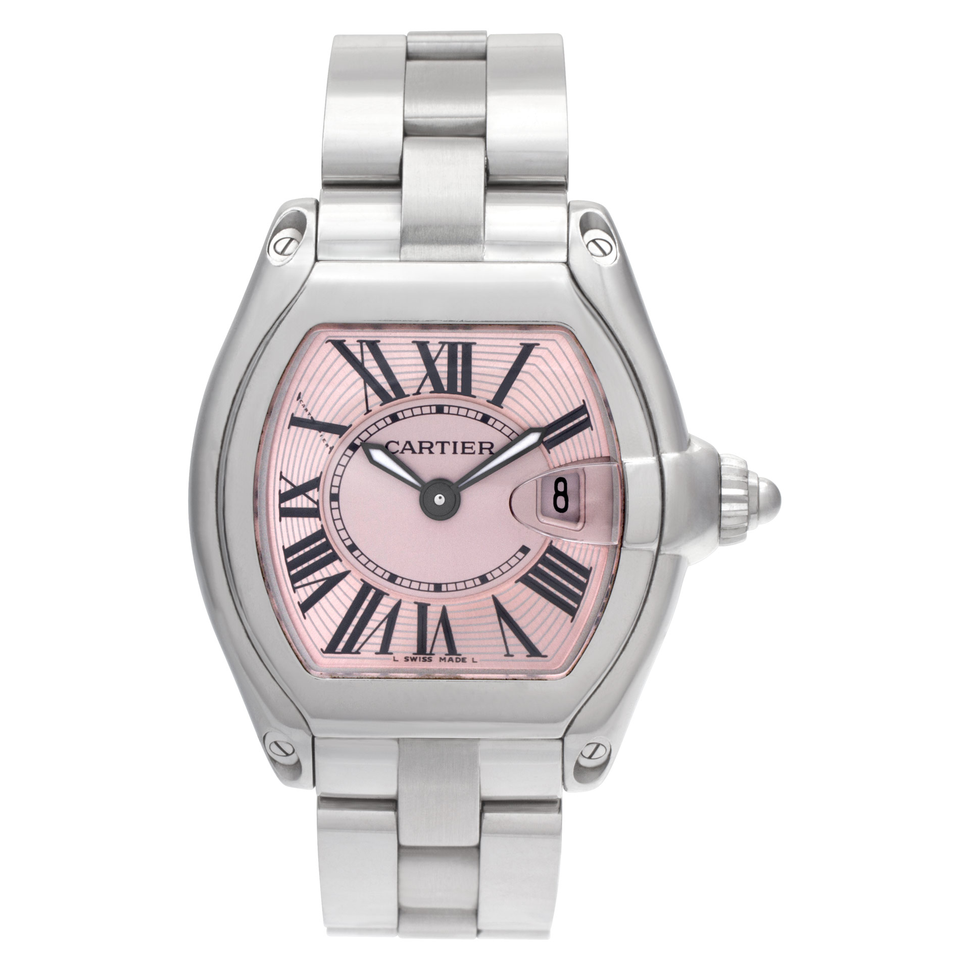 Preowned Cartier Roadster W62017V3 Stainless Steel Pink dial