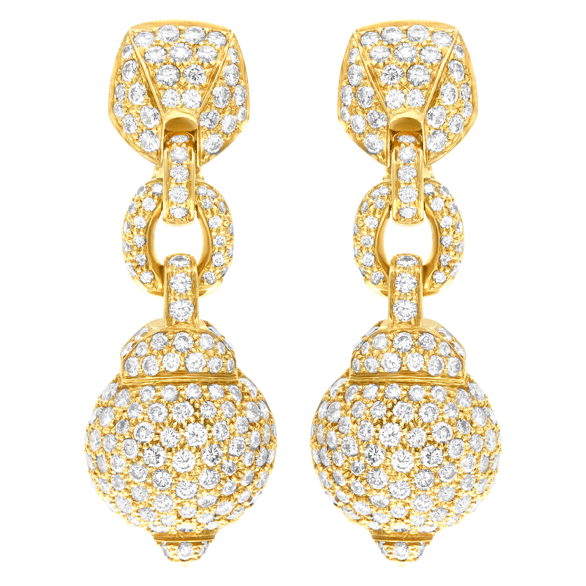 Cartier ROMANTICA Earrings in 18K Yellow Gold with approx. 5.70 carats round brilliant cut diamonds