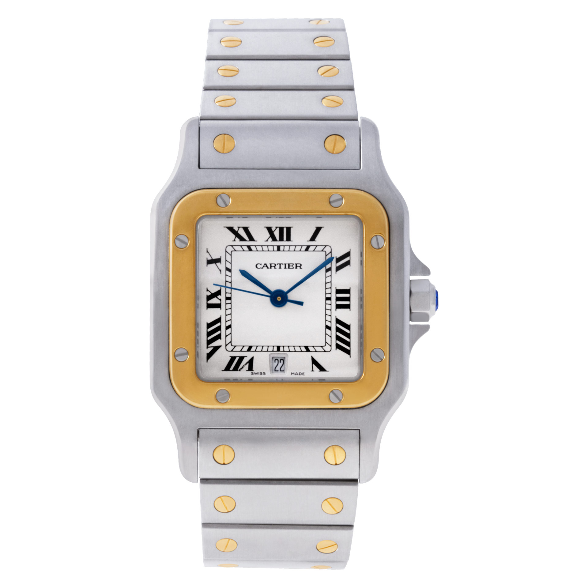 Pre-owned Cartier Santos 1566 18k & steel 30mm Quartz watch