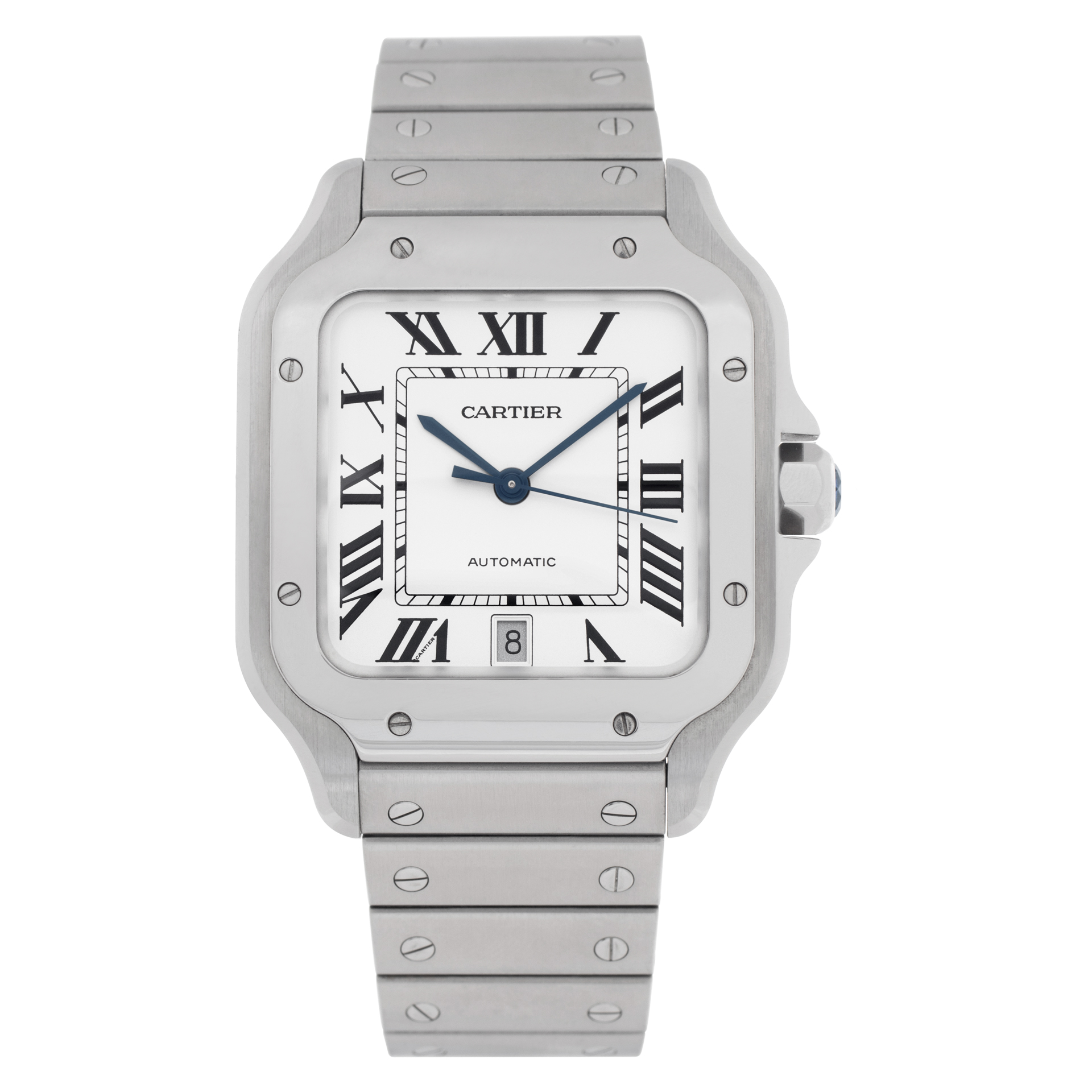 Cartier クォーツ時計 ホワイト Used Cartier Santos WSSA0018 Stainless Steel Silver dial |